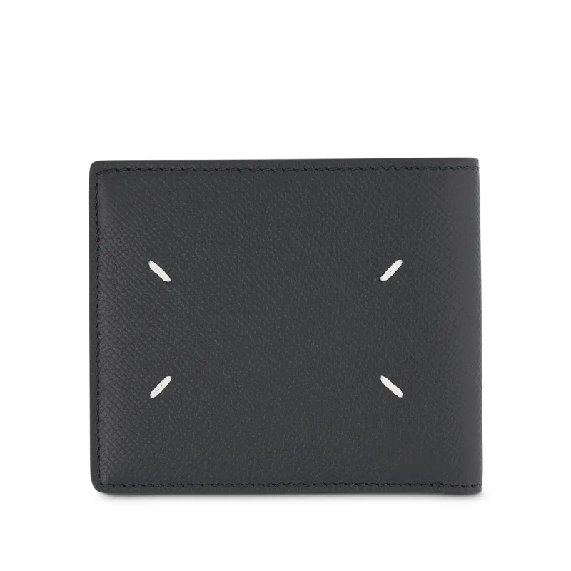 Grained Slim Bi-Fold Wallet in Black sold by MARAIS