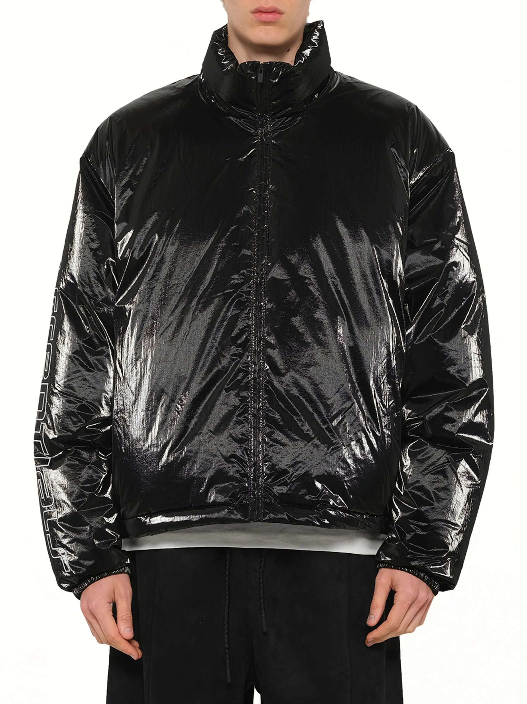 Puffer Jacket in Metallic Black sold by MARAIS