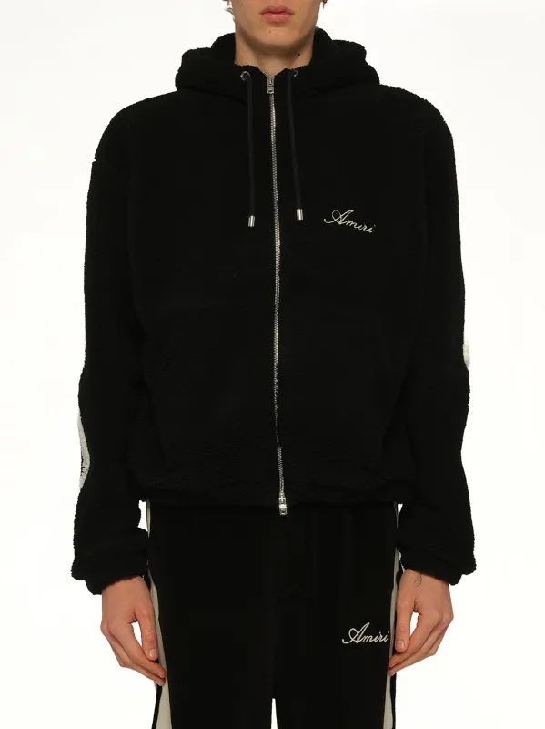 Bones Fleece Zip Hoodie in Black made by MARAIS