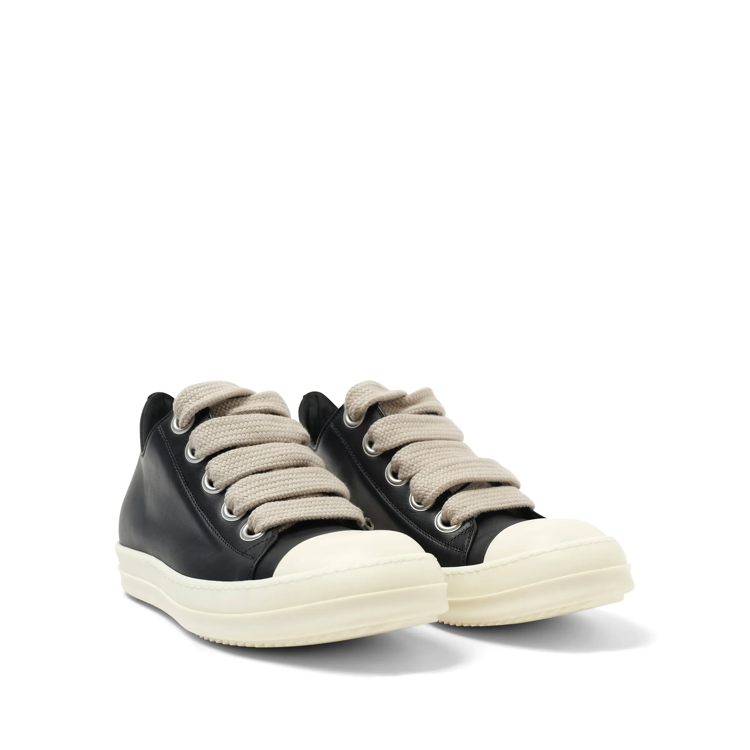 Full Grain Leather Jumbolaced Low Sneaker in Black/Pearl/Milk sold by MARAIS product image thumbnail 2