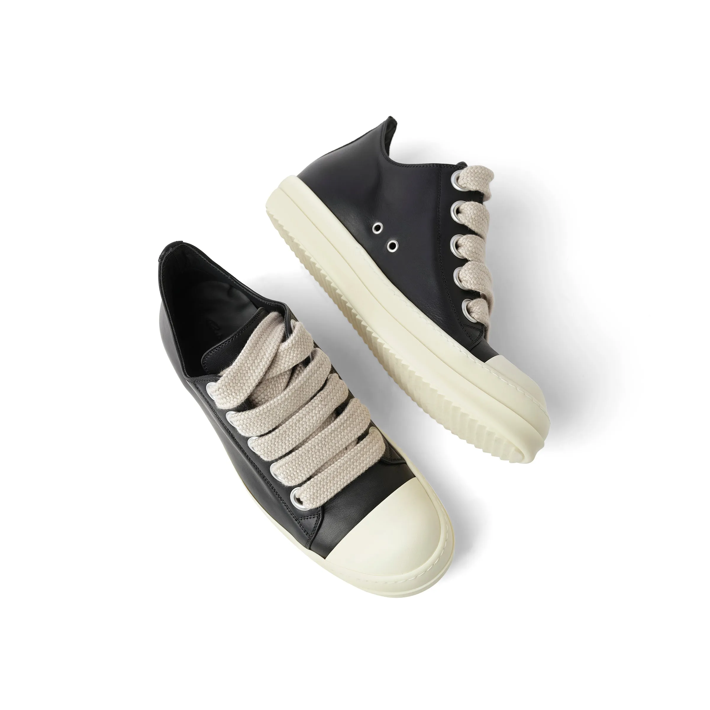 Full Grain Leather Jumbolaced Low Sneaker in Black/Pearl/Milk sold by MARAIS product image thumbnail 4
