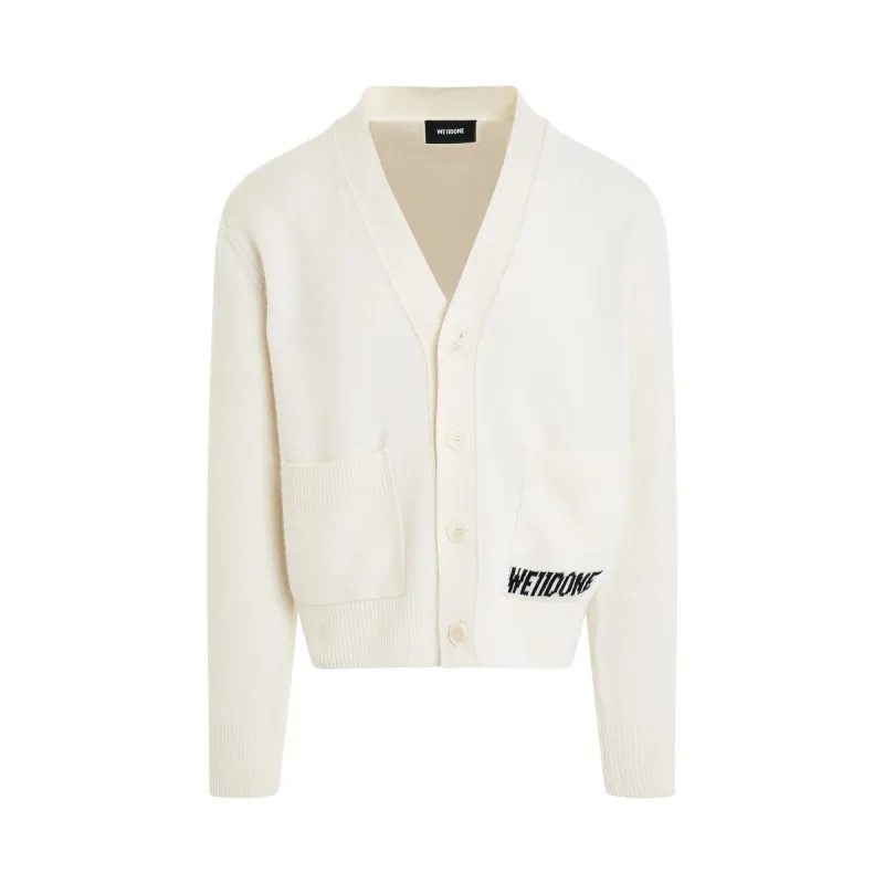 Pocket Logo Knit Cardigan in Ivory made by WE11DONE