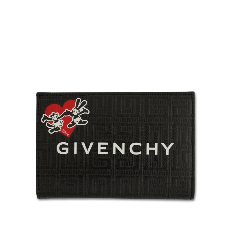 Disney Ortensia & Oswald G Cut Bifold Wallet in 4G Coated Canvas in Black made by Givenchy