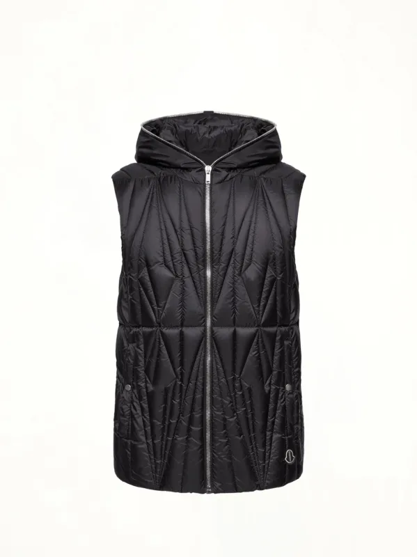 Rick Owens x Moncler Geocamo Ziplock Vest in Black made by Rick Owens