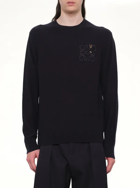 Louis Wain Knit Sweater in Dark Navy Blue made by Loewe
