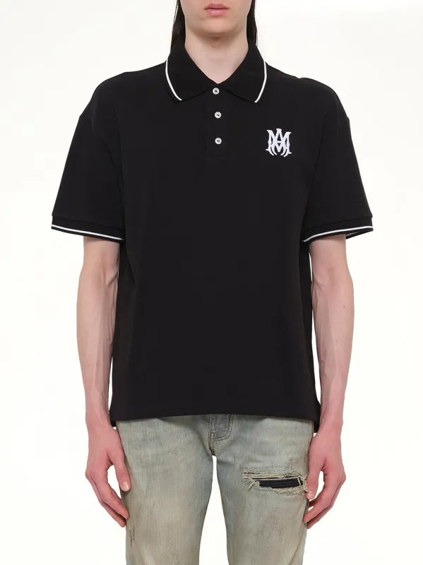 MA Core Logo Polo in Black sold by MARAIS