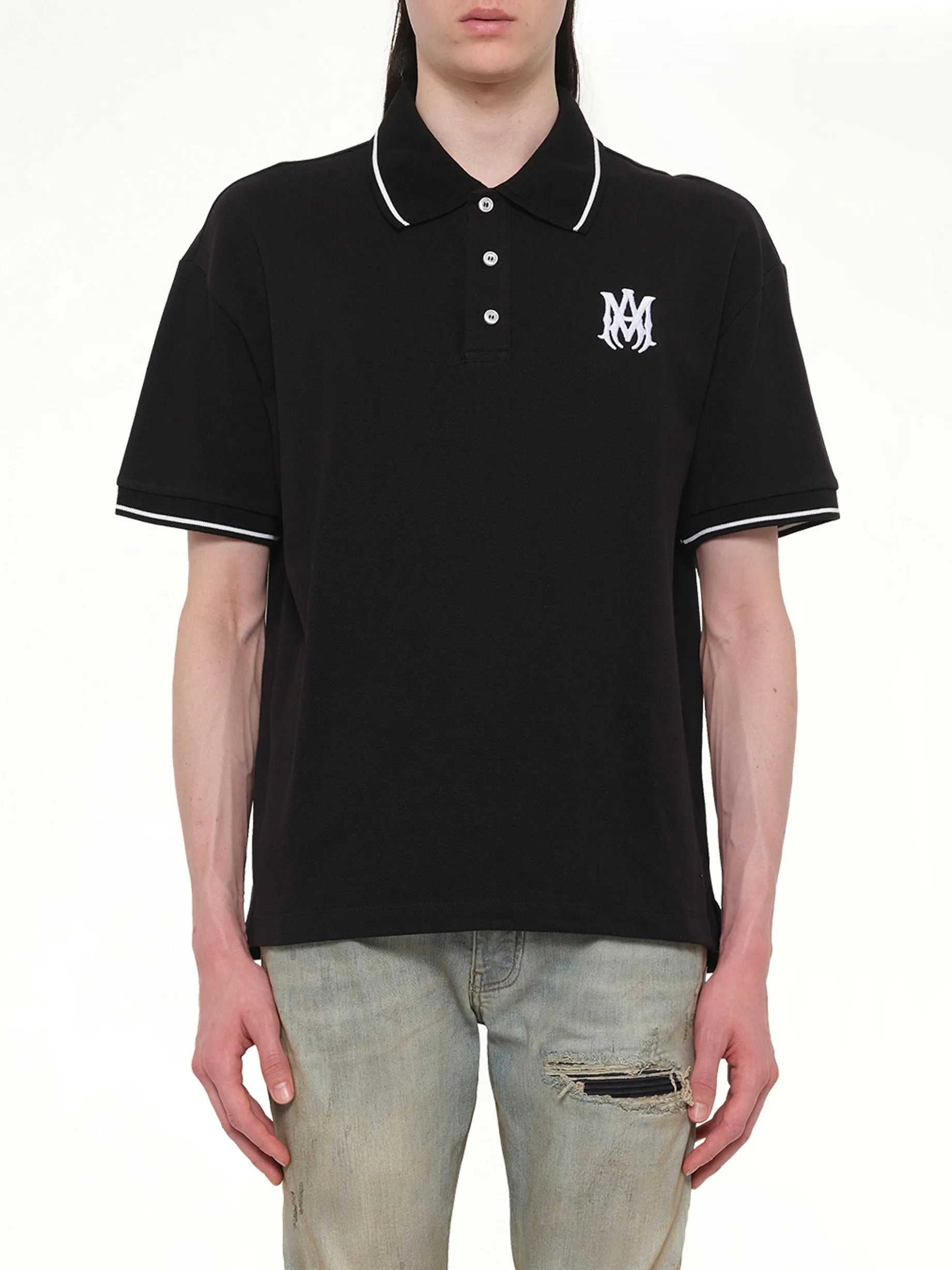 MA Core Logo Polo in Black sold by MARAIS