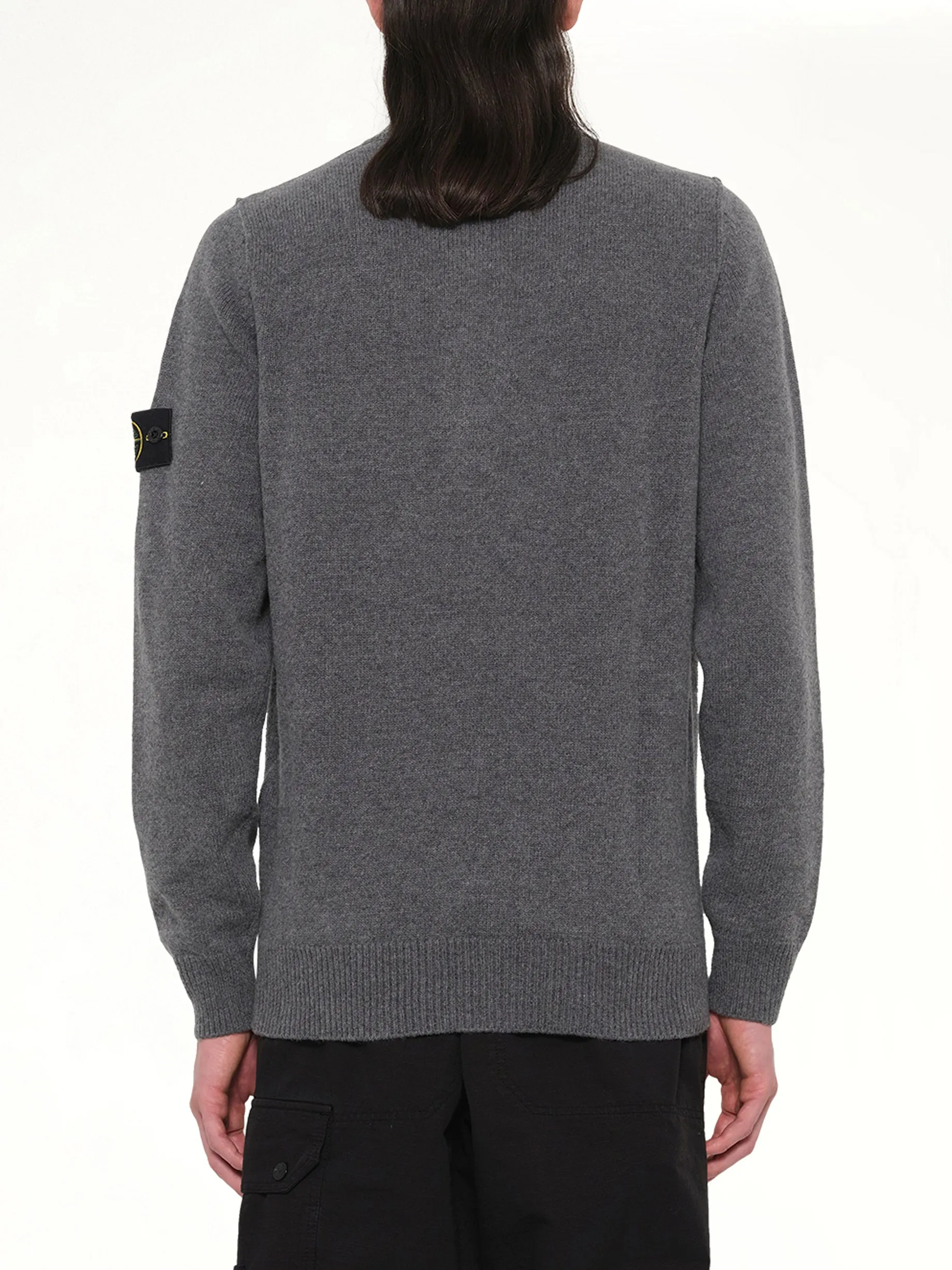 510004 Lambs Wool LS Polo in Cement Melange sold by MARAIS product image thumbnail 5