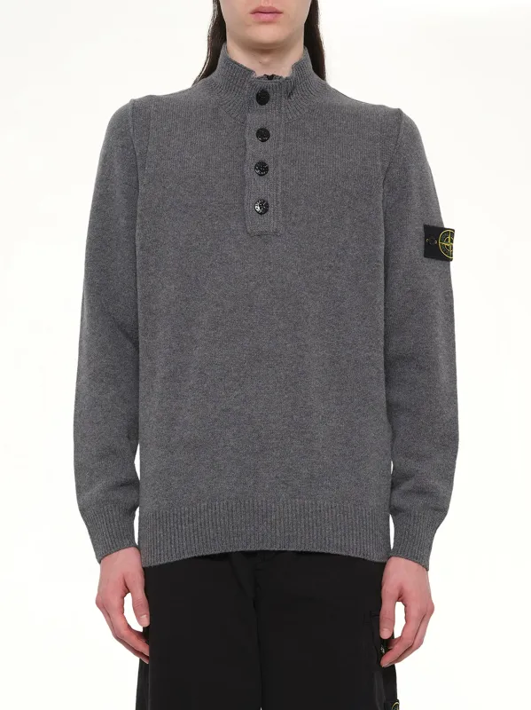 510004 Lambs Wool LS Polo in Cement Melange sold by MARAIS