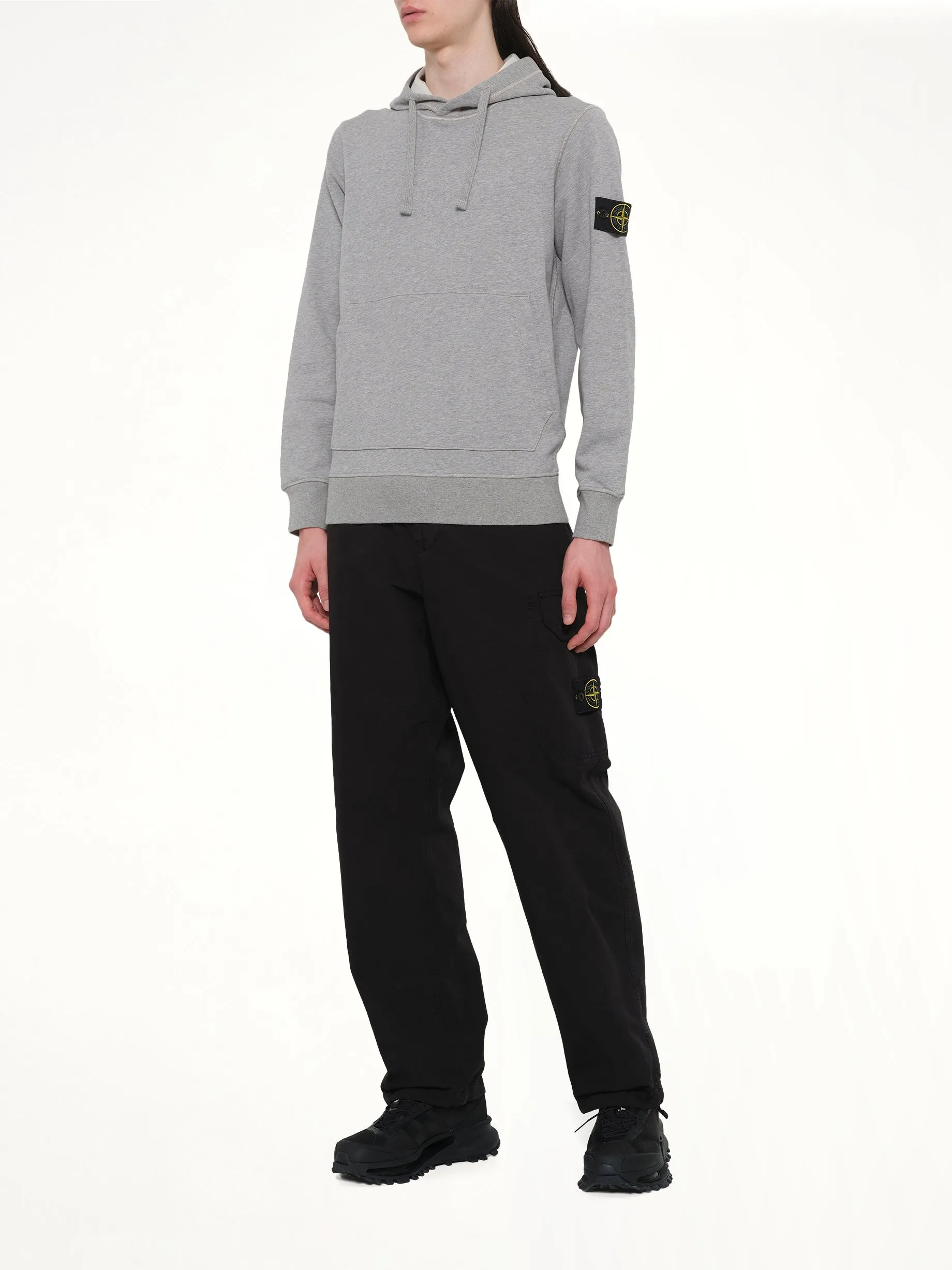 610006 Washed Cotton Fleece Hoodie in Melange Grey sold by MARAIS product image thumbnail 4