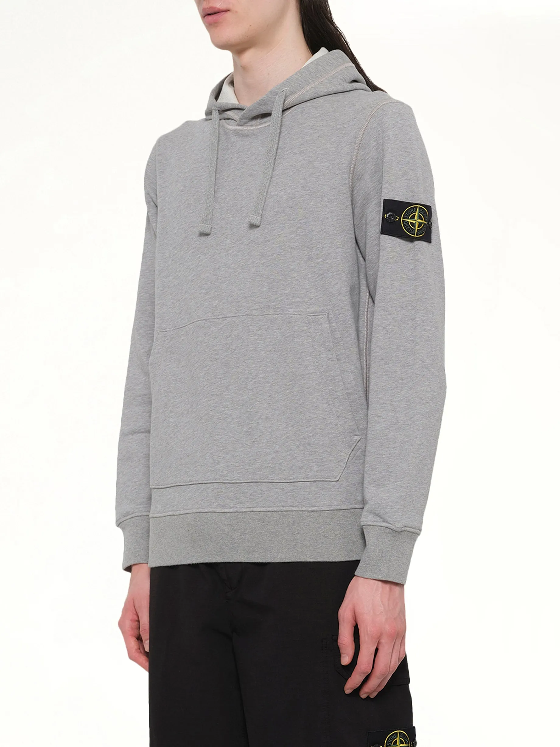610006 Washed Cotton Fleece Hoodie in Melange Grey sold by MARAIS product image thumbnail 3