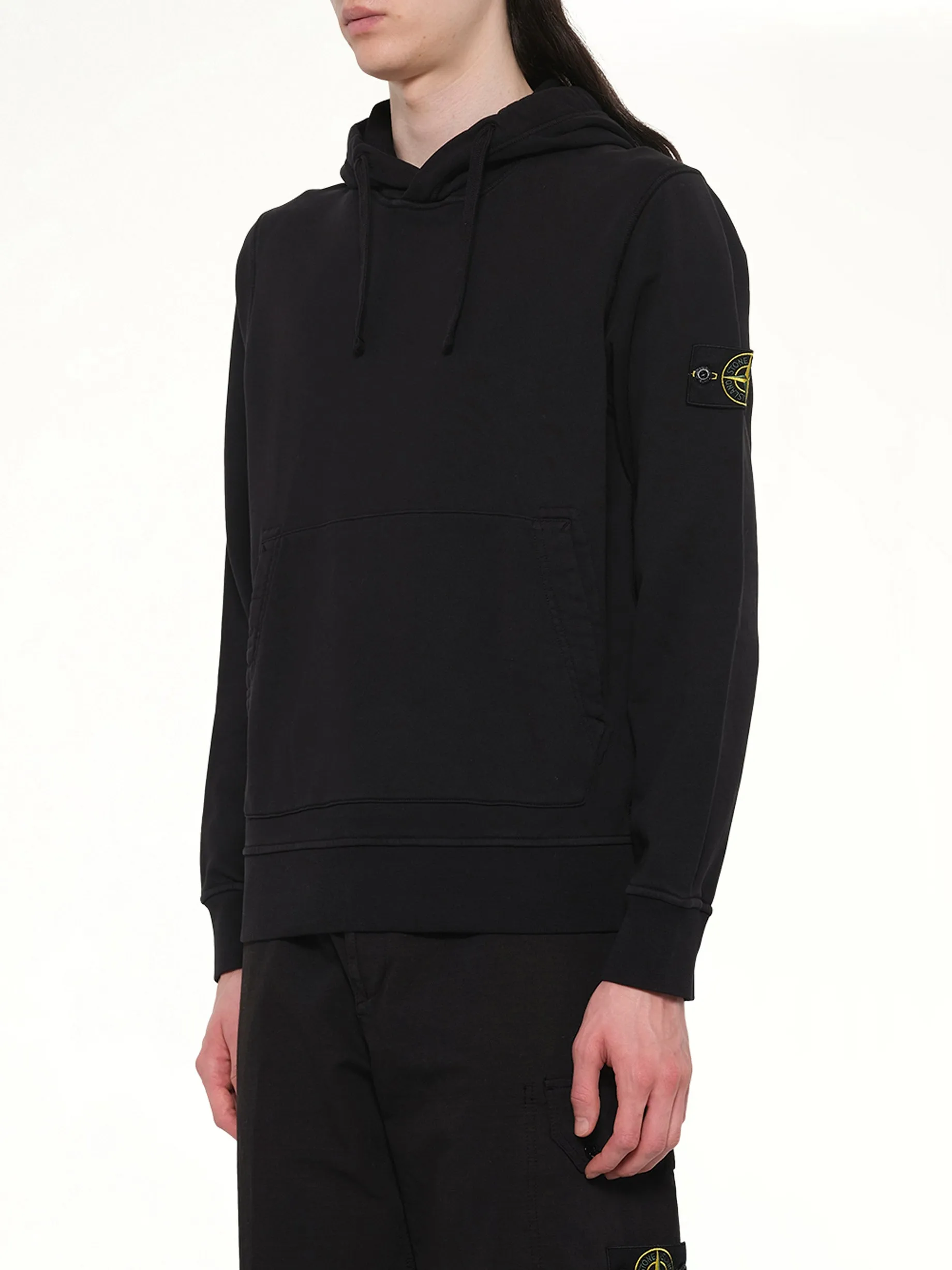 6100062 Cotton Fleece Hoodie in Black sold by MARAIS product image thumbnail 3