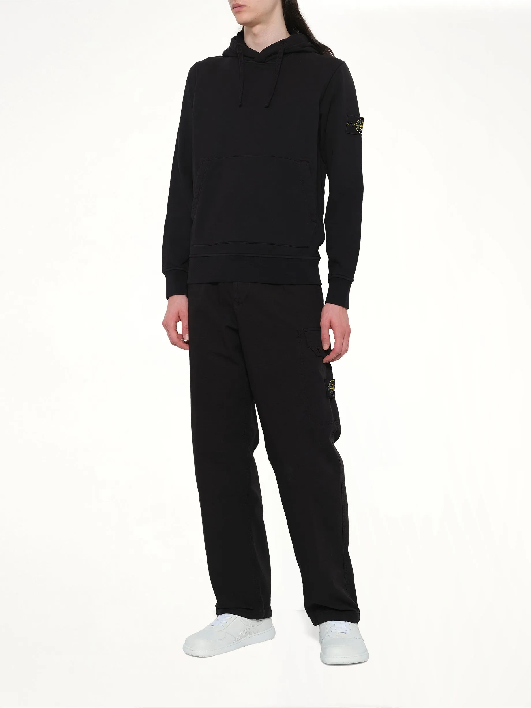 6100062 Cotton Fleece Hoodie in Black sold by MARAIS product image thumbnail 4