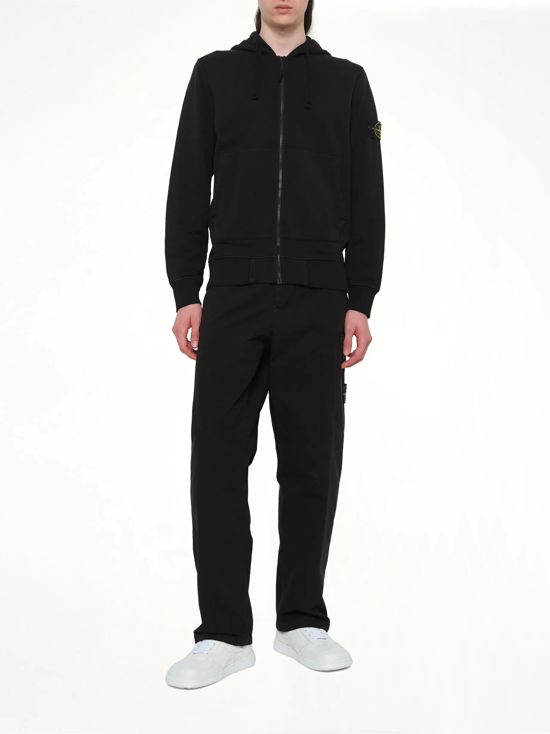6100061 Cotton Fleece Hoodie in Black sold by MARAIS product image thumbnail 4