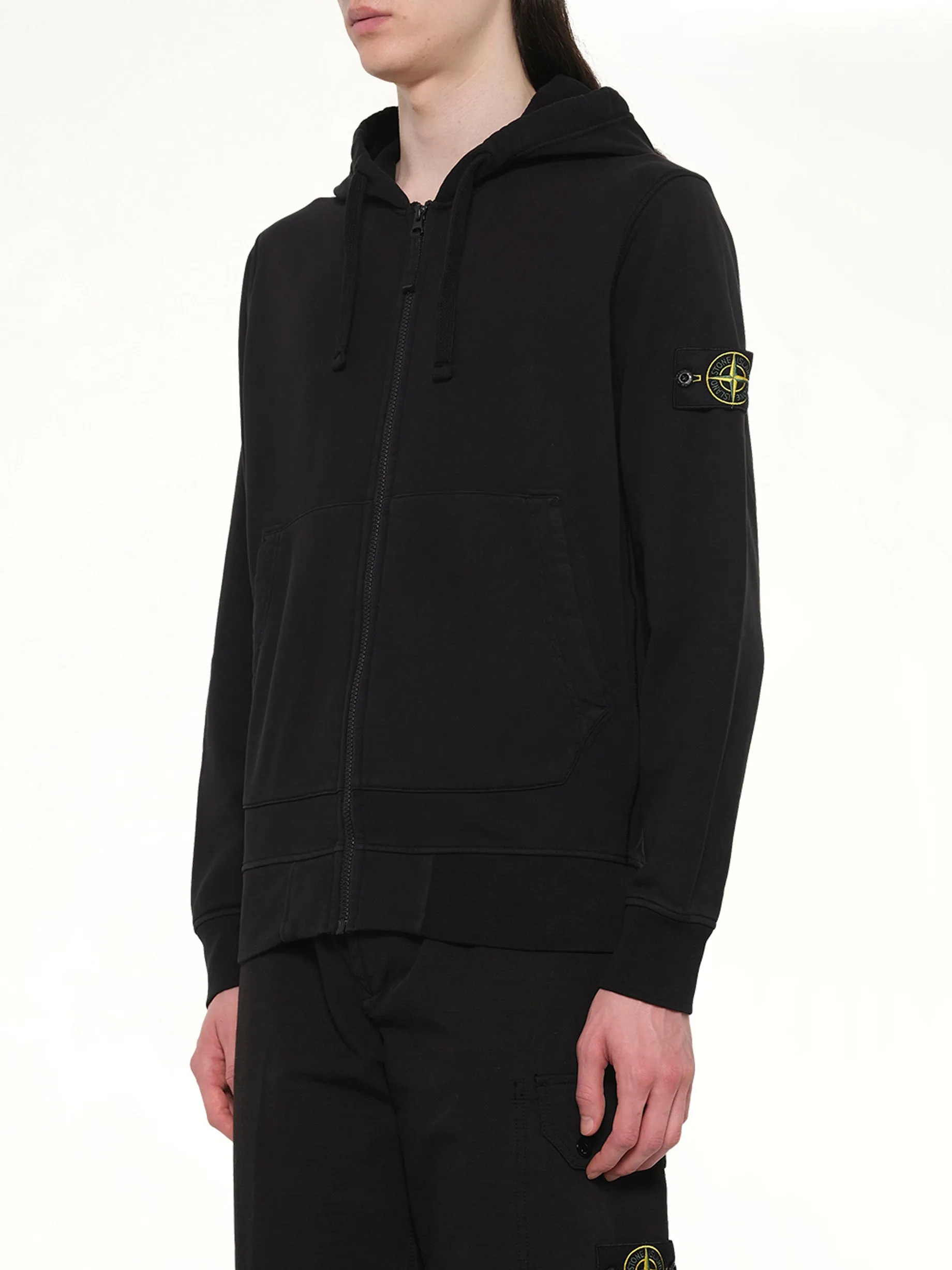 6100061 Cotton Fleece Hoodie in Black sold by MARAIS product image thumbnail 3