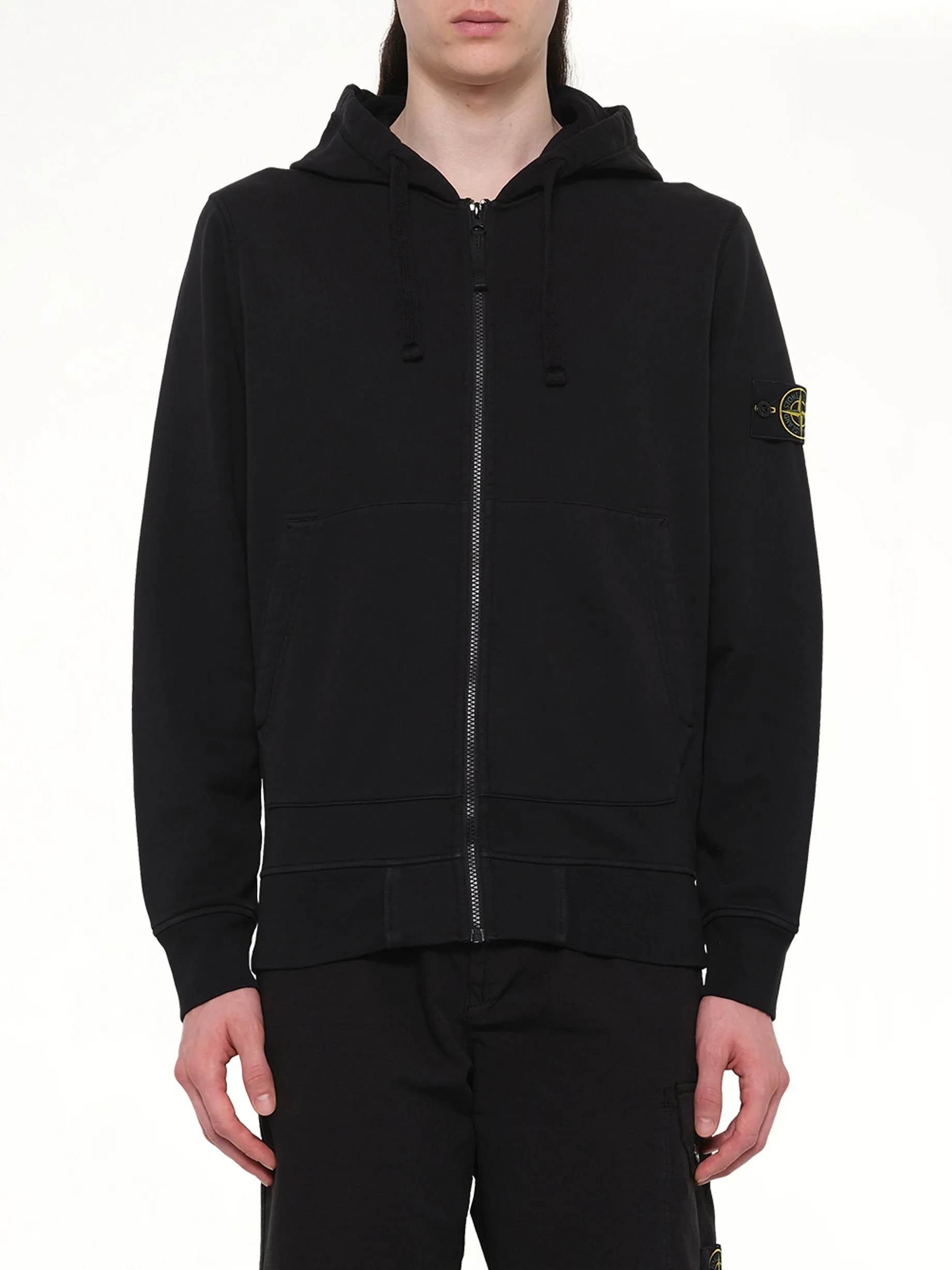 6100061 Cotton Fleece Hoodie in Black sold by MARAIS