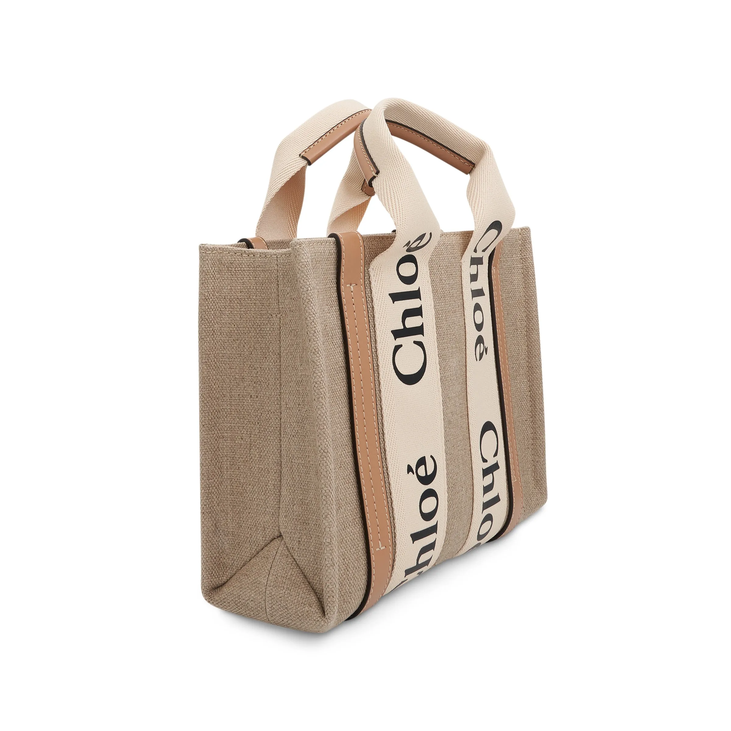 Small Eco Woody Tote Bag with Strap in White/Beige sold by MARAIS product image thumbnail 2
