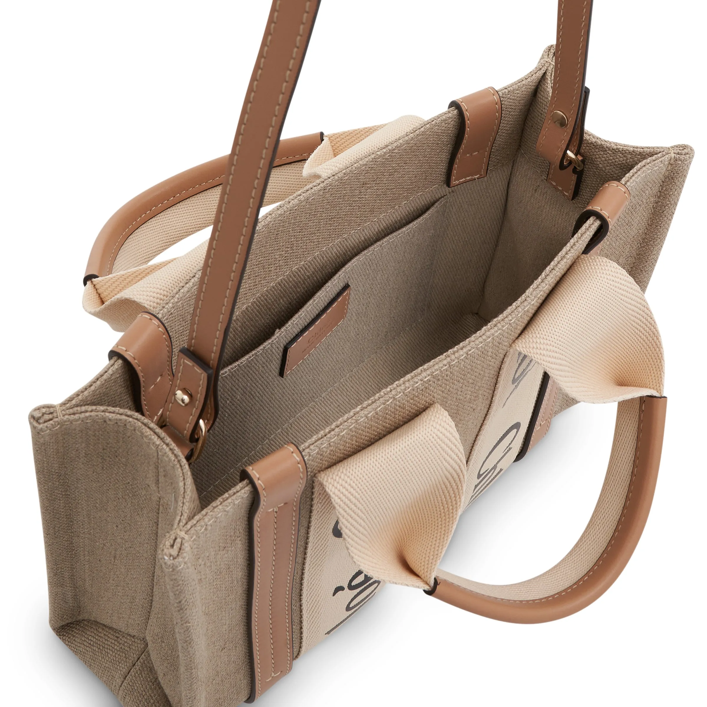 Small Eco Woody Tote Bag with Strap in White/Beige sold by MARAIS product image thumbnail 4