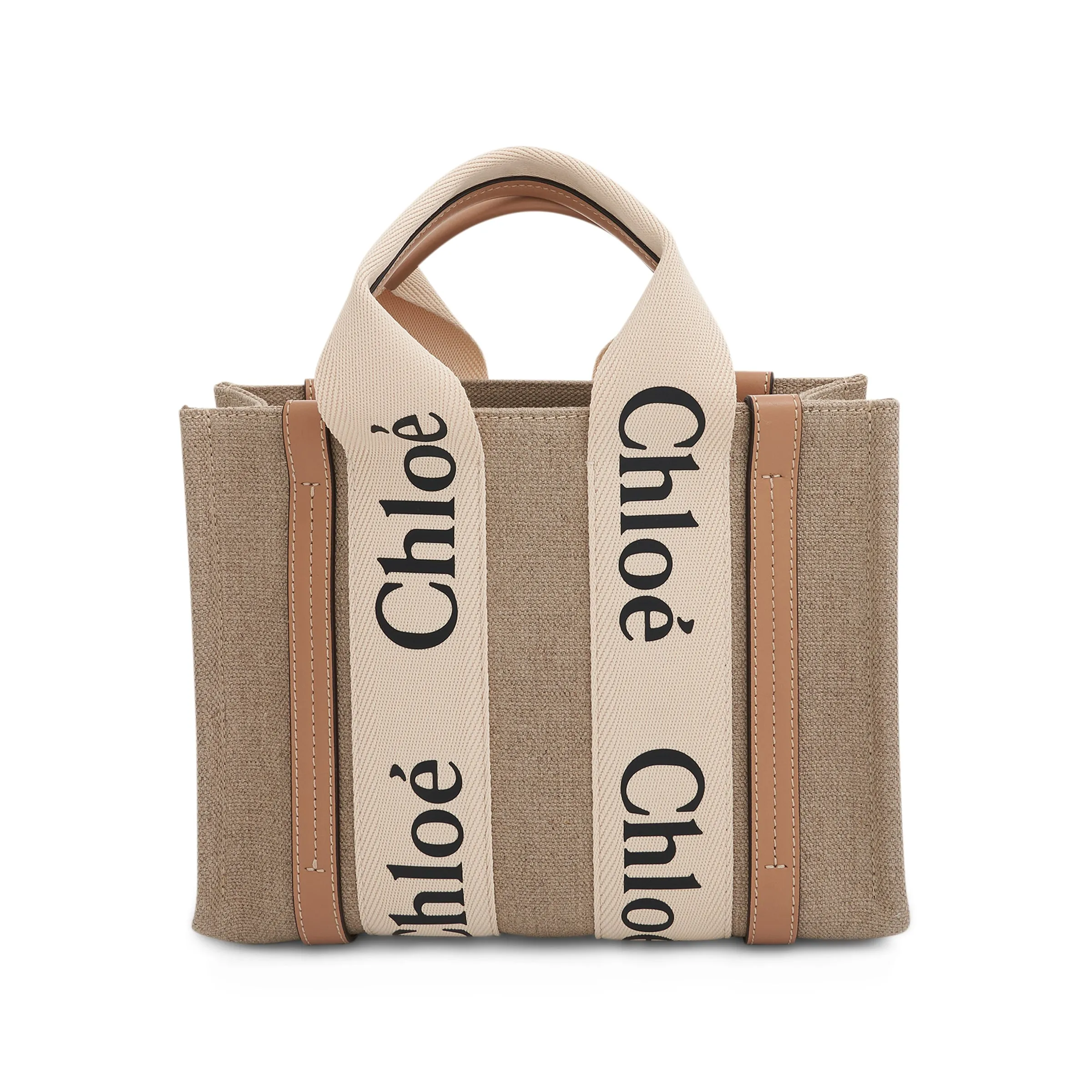 Small Eco Woody Tote Bag with Strap in White/Beige sold by MARAIS product image thumbnail 3