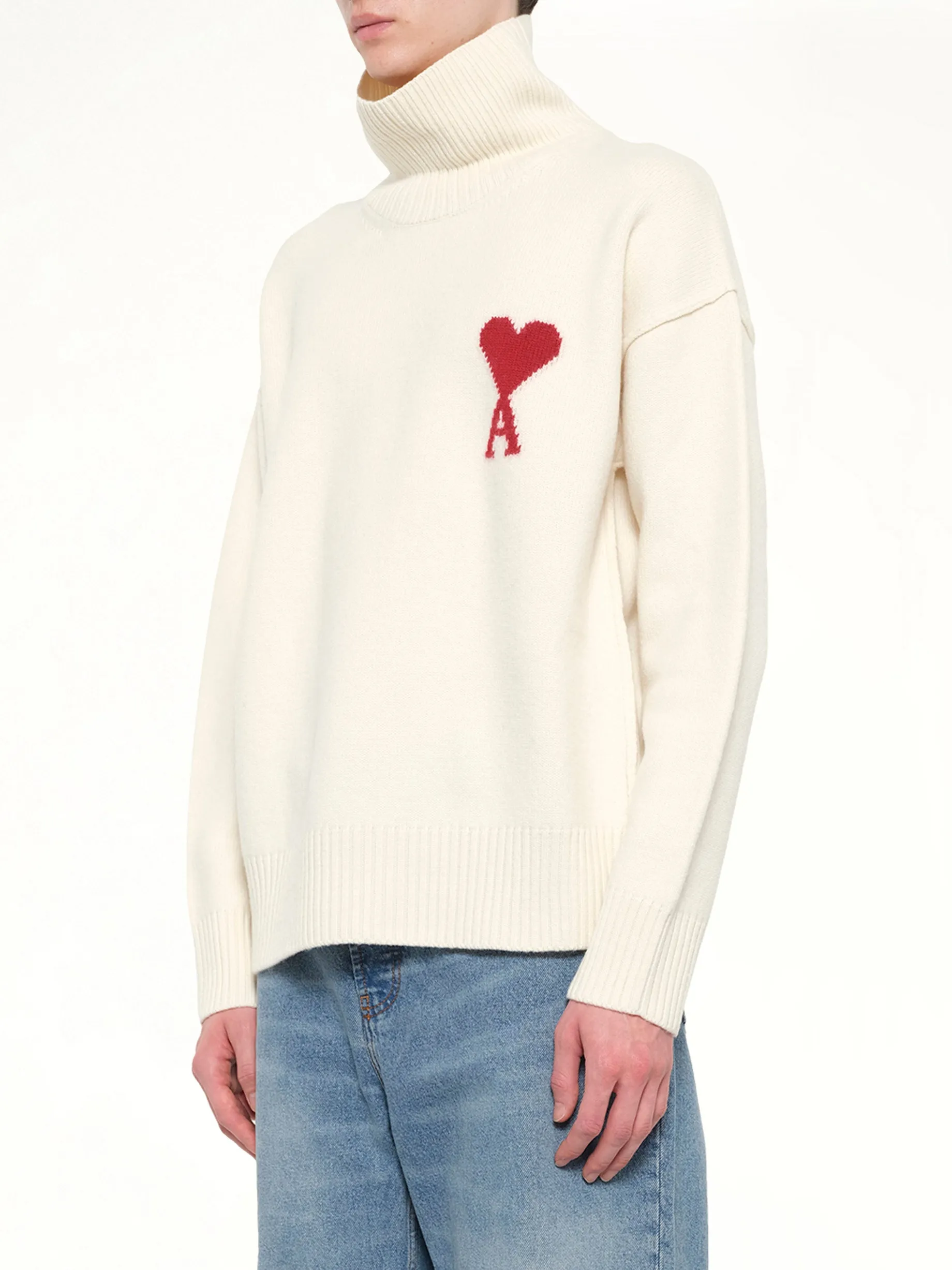 Contrasted ADC Funnel Neck Sweater in Off White sold by MARAIS product image thumbnail 3