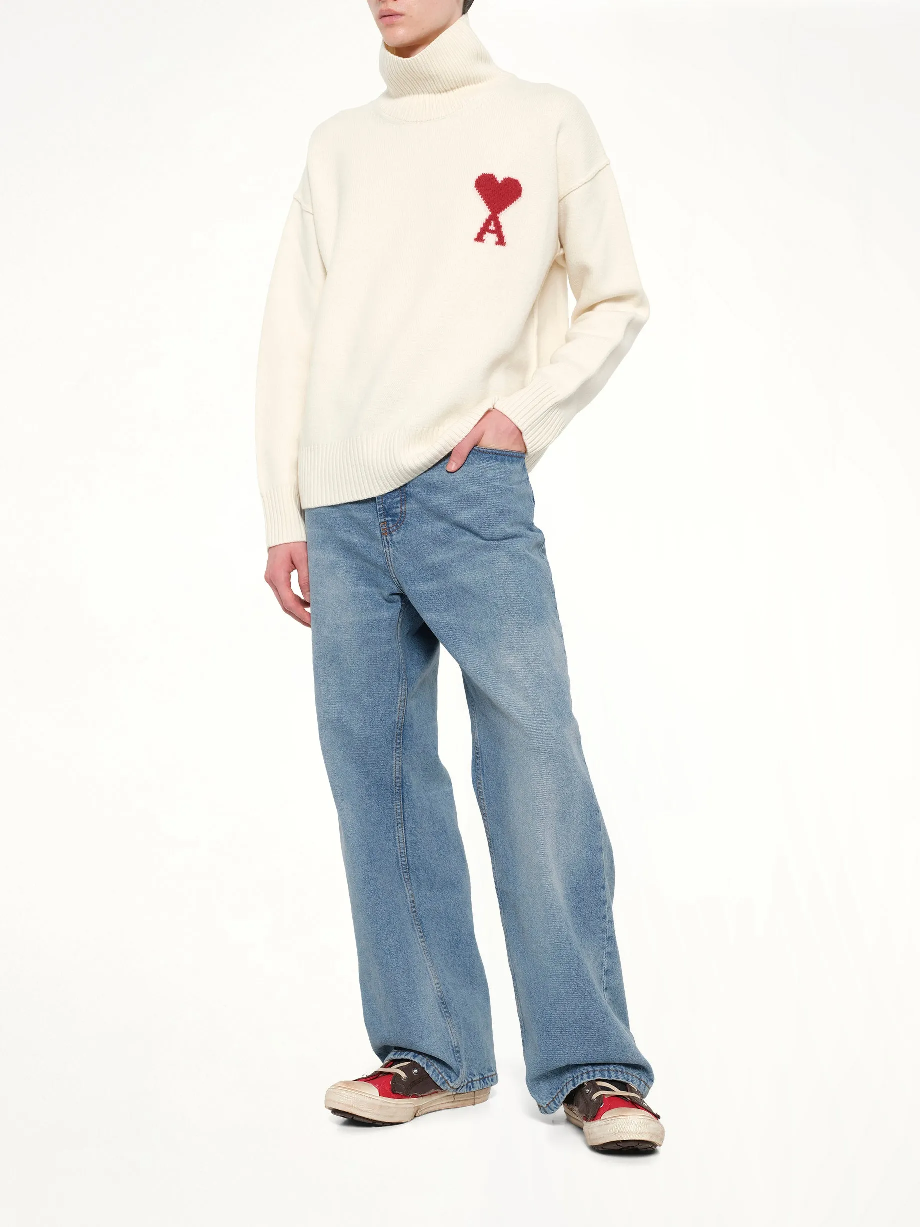 Contrasted ADC Funnel Neck Sweater in Off White sold by MARAIS product image thumbnail 4