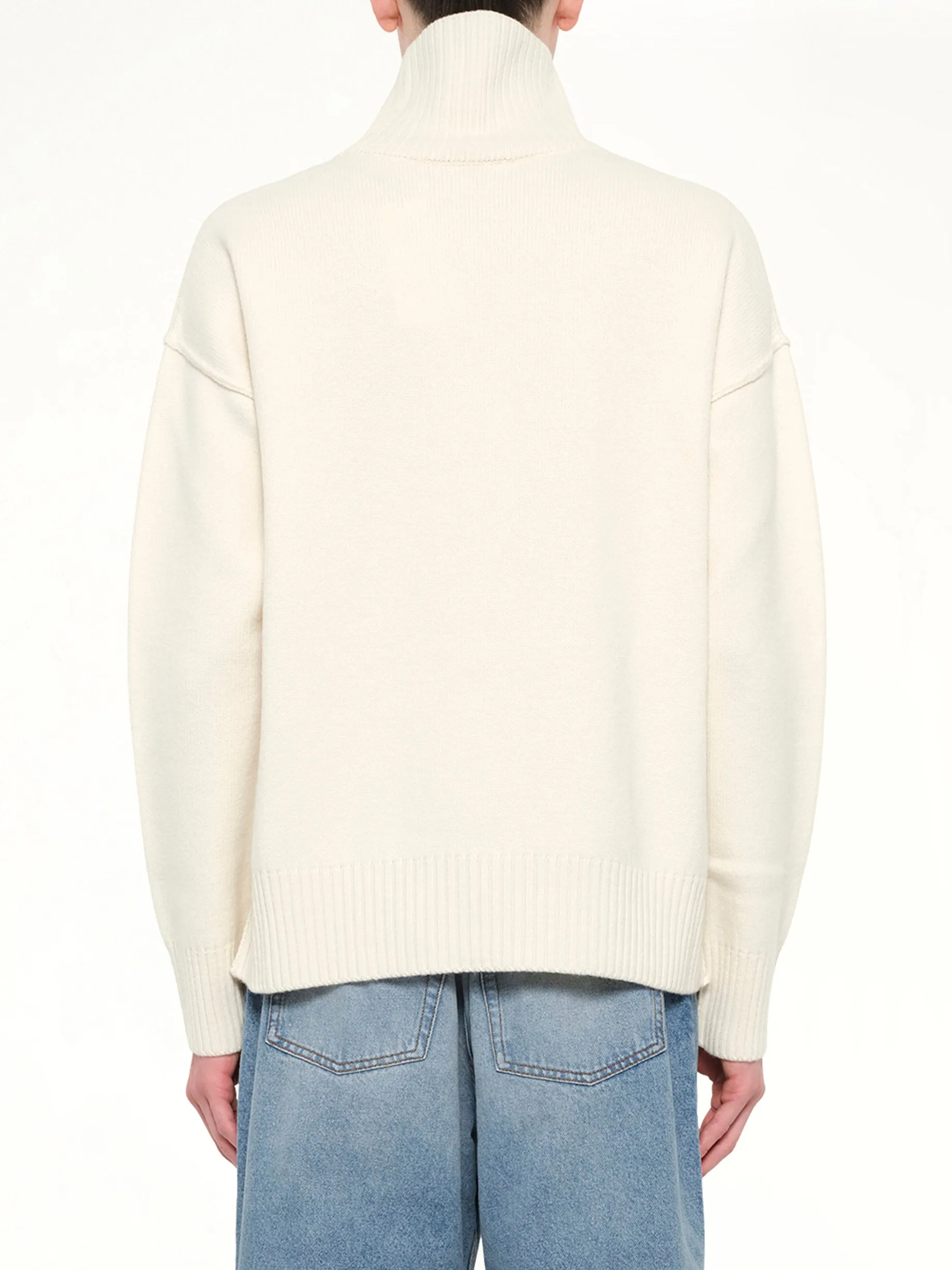 Contrasted ADC Funnel Neck Sweater in Off White sold by MARAIS product image thumbnail 5