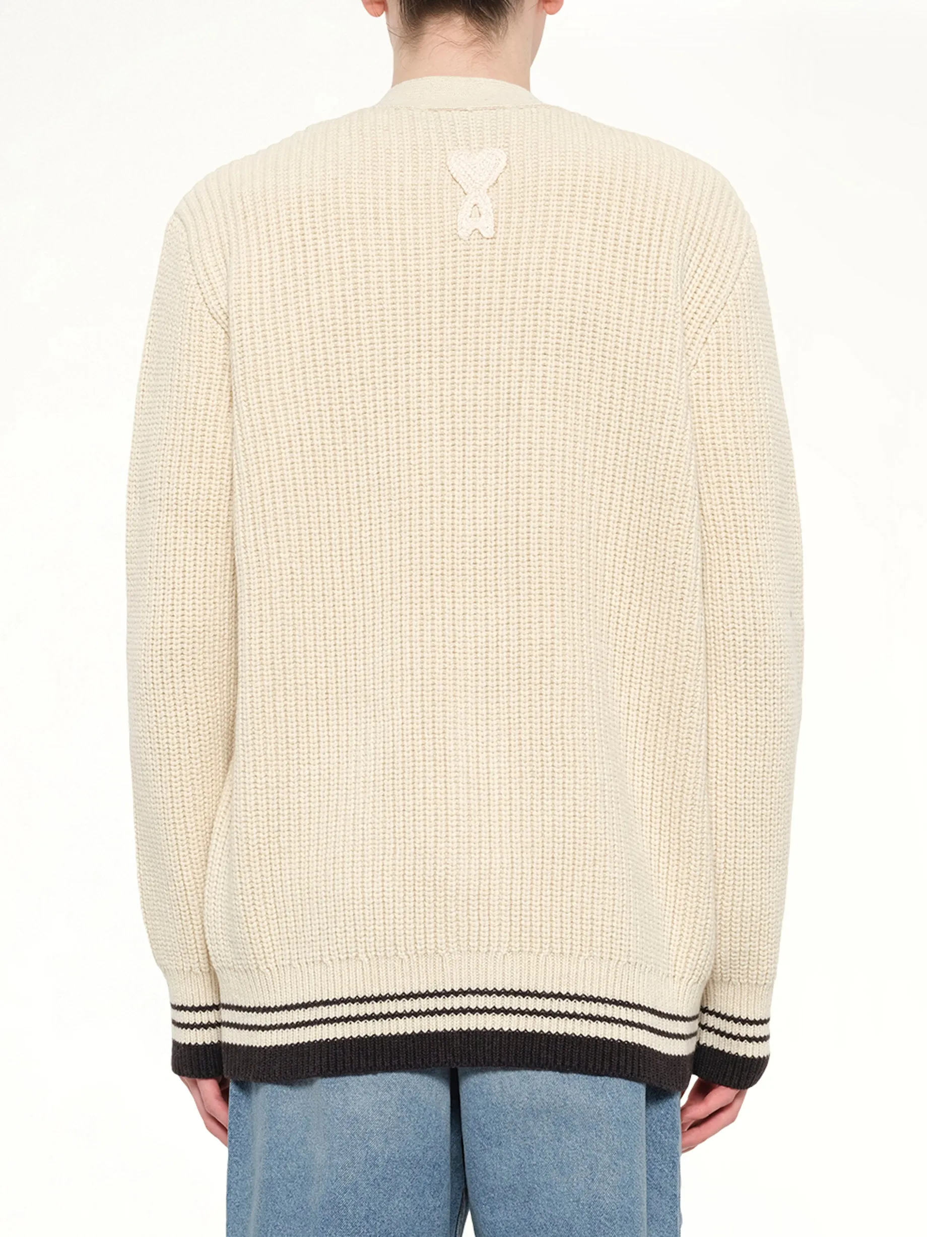 Cardigan with ADC and Ami Paris Patch in Off White sold by MARAIS product image thumbnail 5