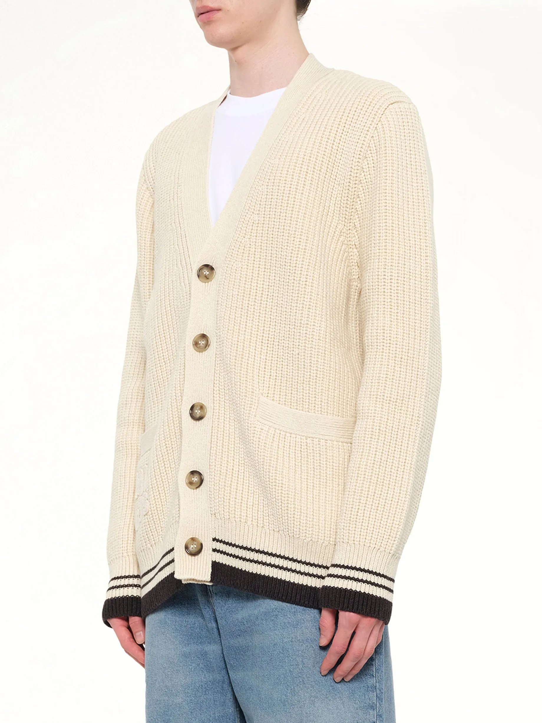 Cardigan with ADC and Ami Paris Patch in Off White sold by MARAIS product image thumbnail 3