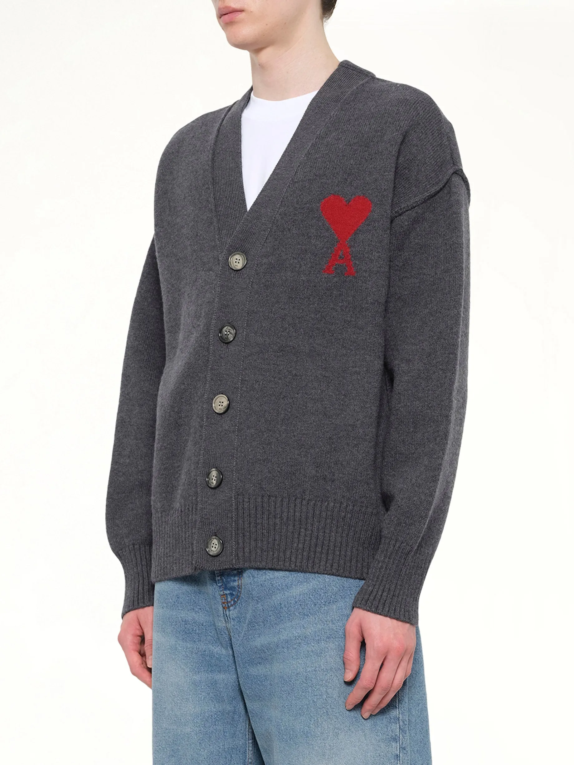 Red Ami De Coeur Cardigan in Grey sold by MARAIS product image thumbnail 3