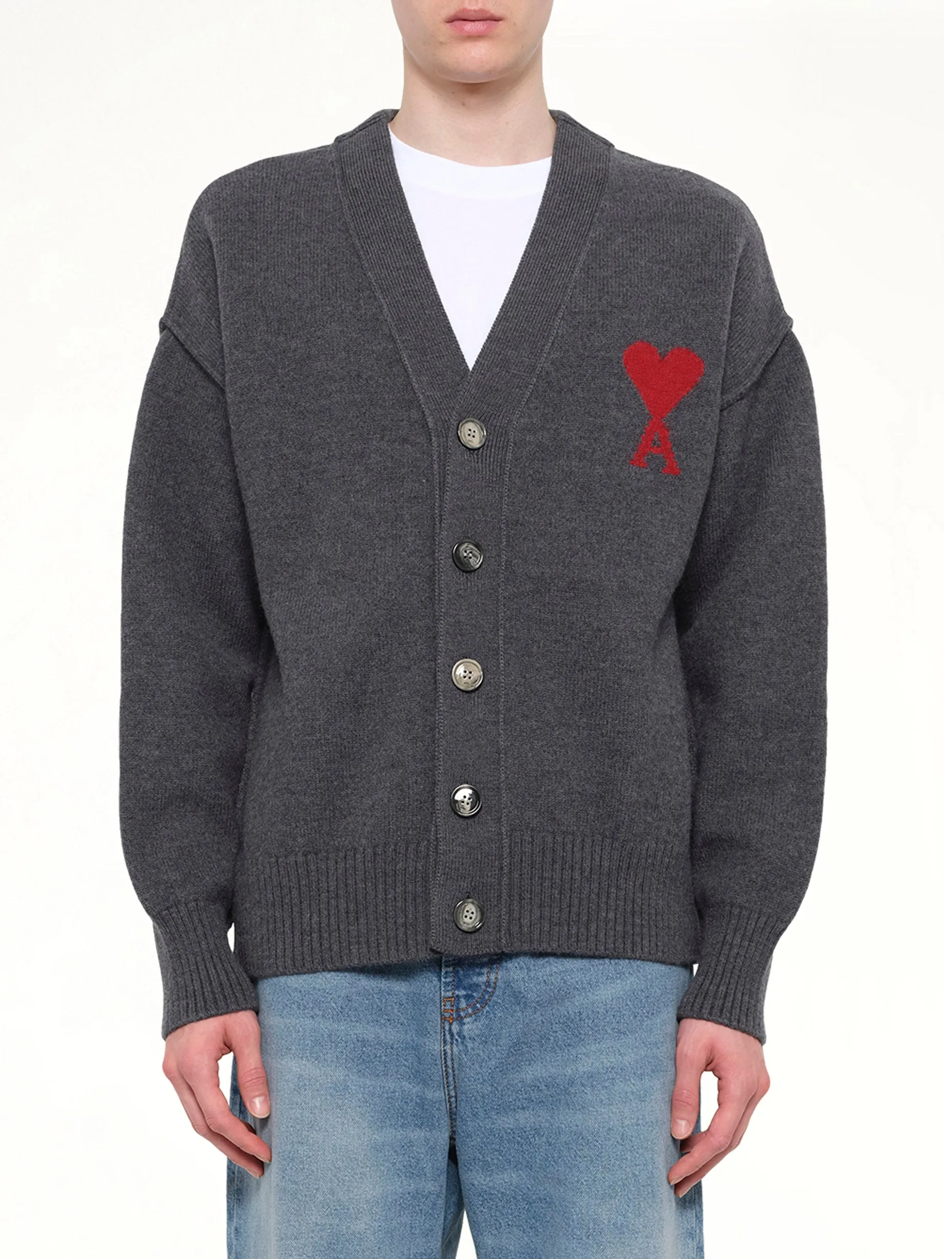 Red Ami De Coeur Cardigan in Grey sold by MARAIS product image thumbnail 2