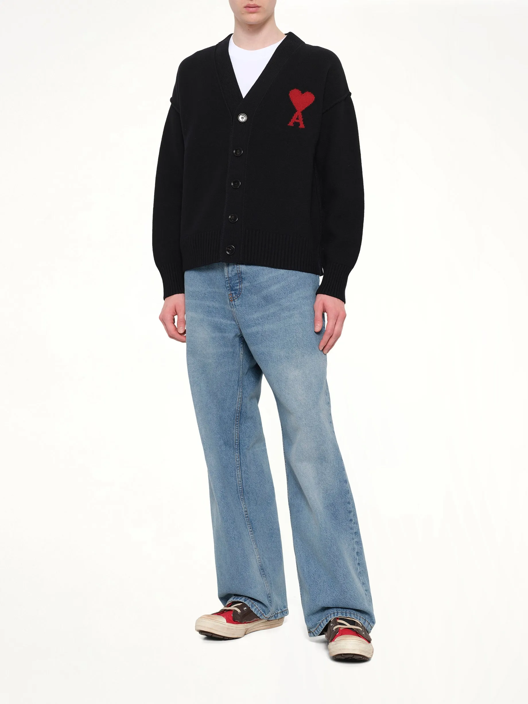 Red Ami De Coeur Cardigan in Black sold by MARAIS product image thumbnail 4