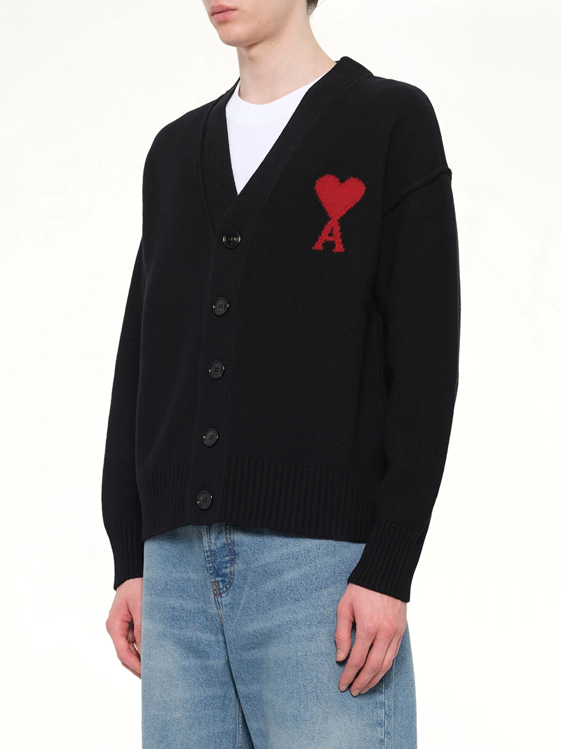 Red Ami De Coeur Cardigan in Black sold by MARAIS product image thumbnail 3
