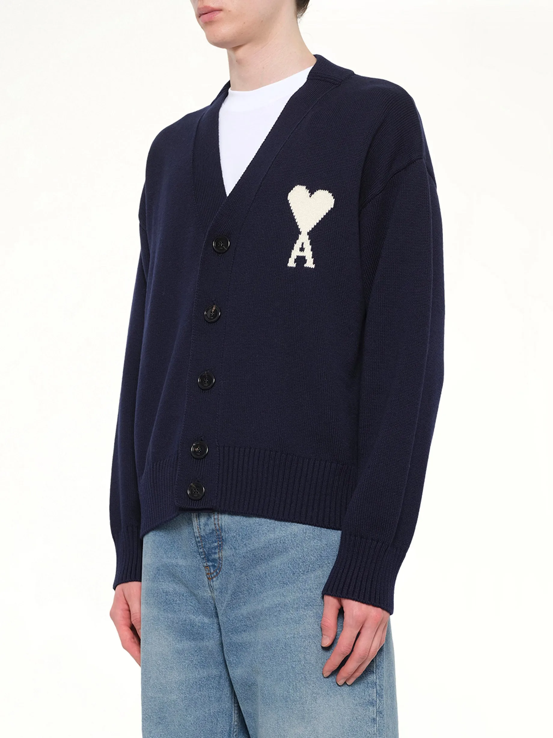 Contrasted ADC Cardigan in Navy sold by MARAIS product image thumbnail 3