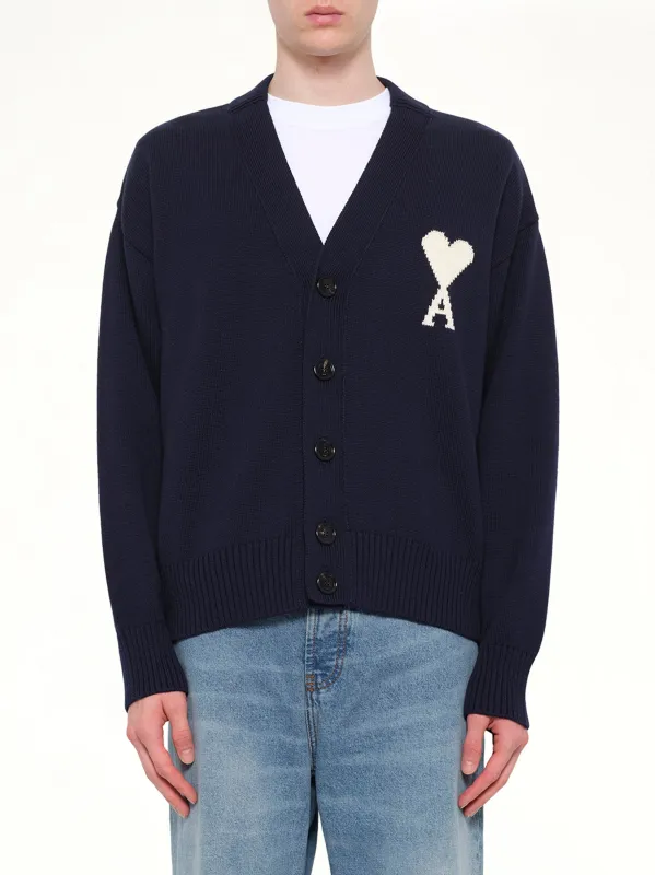 Contrasted ADC Cardigan in Navy made by Ami