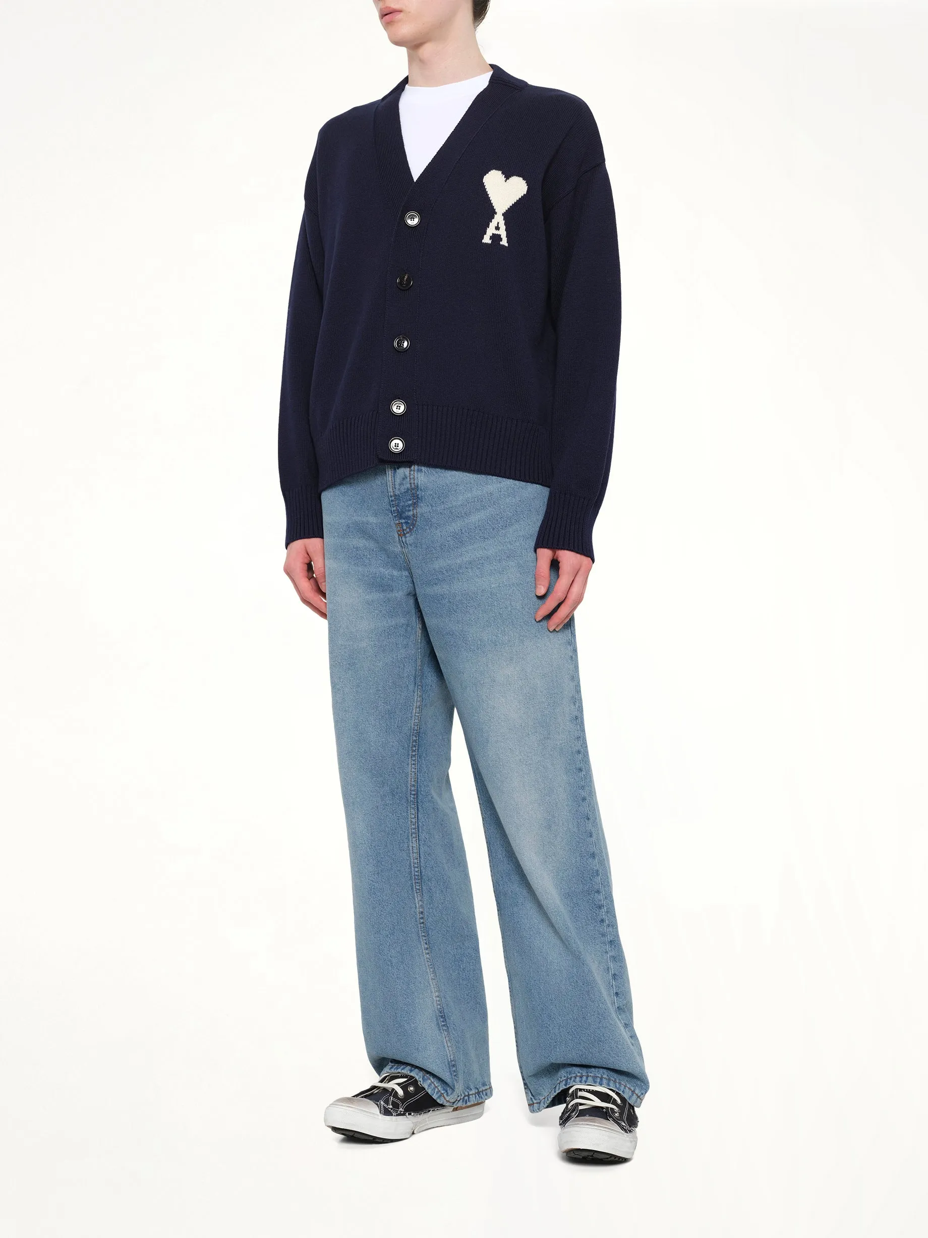 Contrasted ADC Cardigan in Navy sold by MARAIS product image thumbnail 4