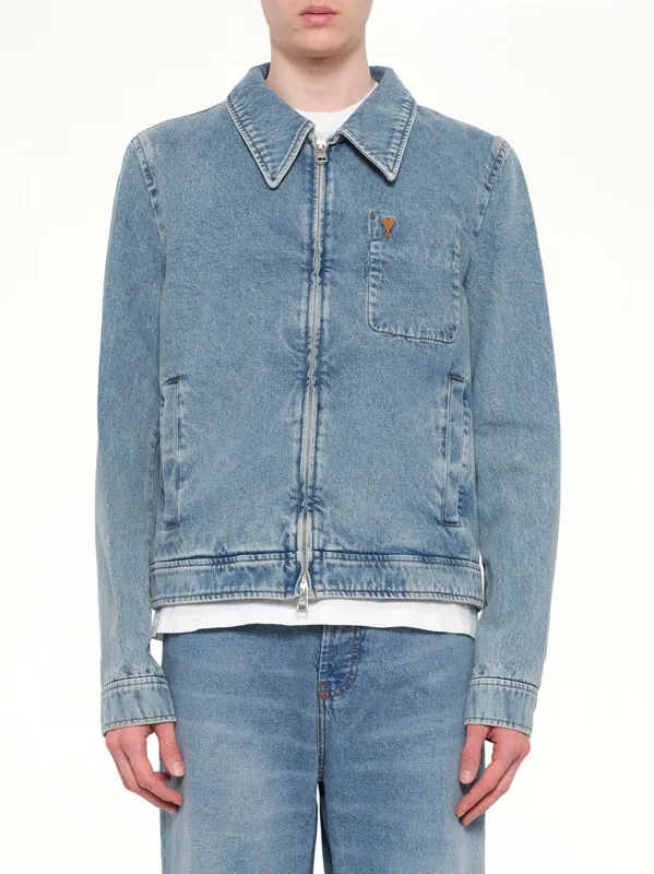 Contrasted ADC Denim Jacket in Blue made by Ami