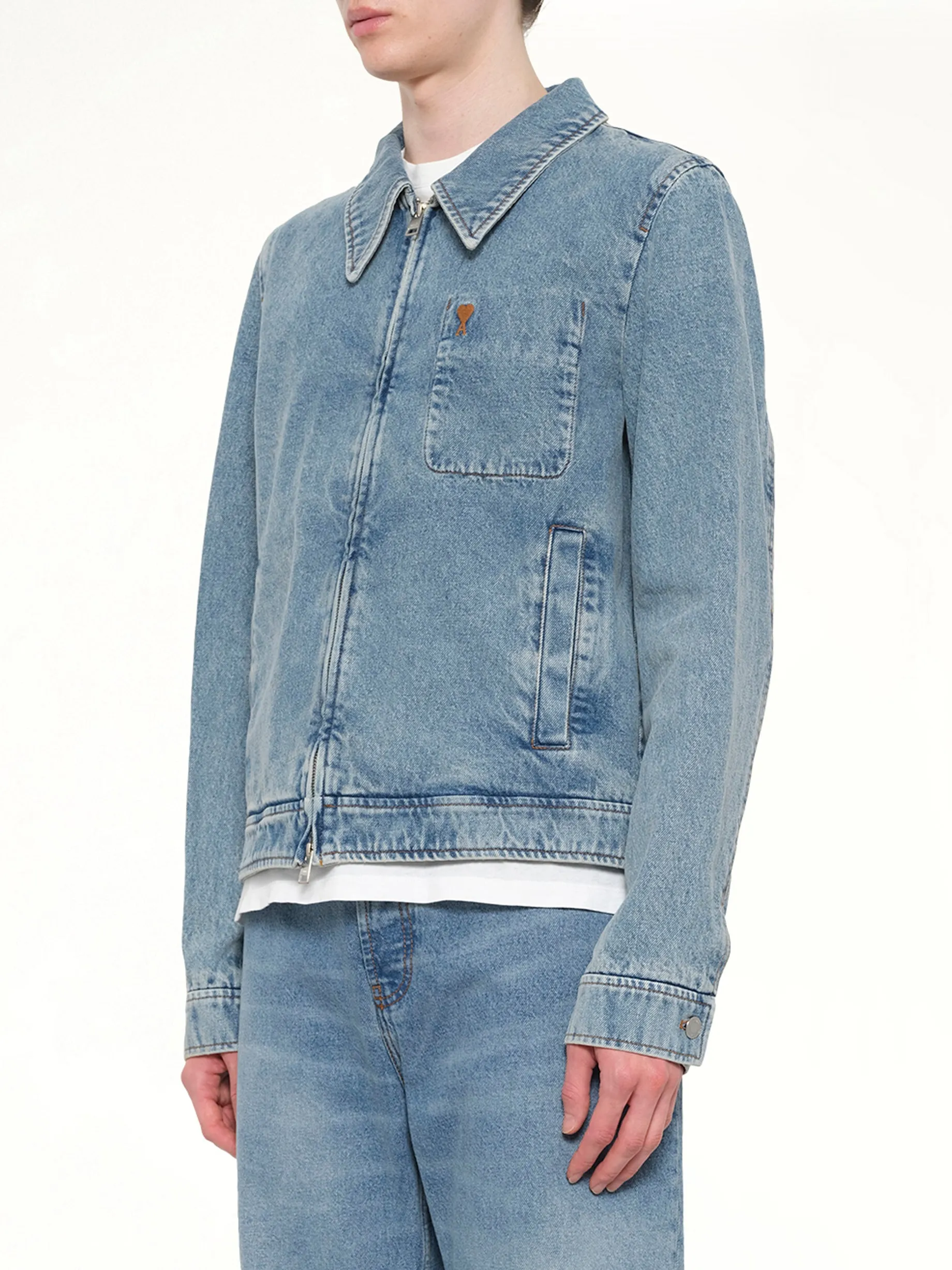 Contrasted ADC Denim Jacket in Blue sold by MARAIS product image thumbnail 3