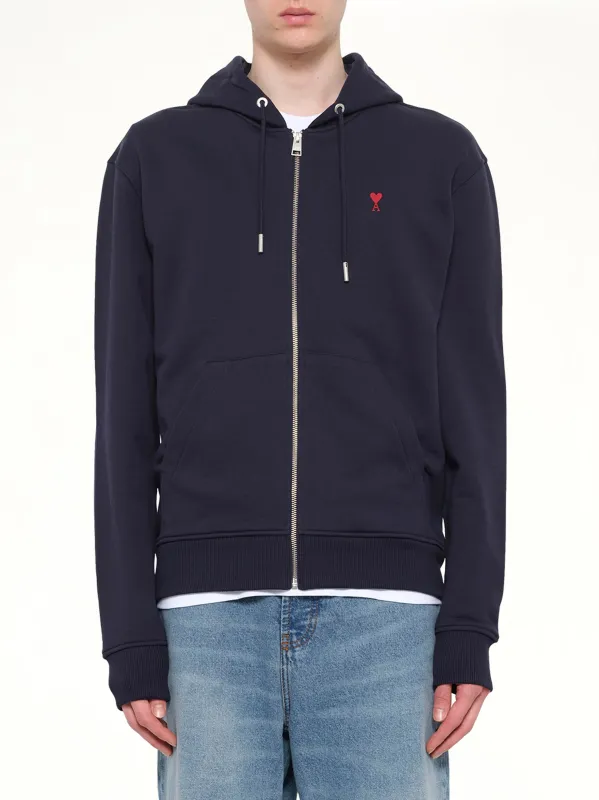 Red Ami De Coeur Zip Hoodie in Navy sold by MARAIS