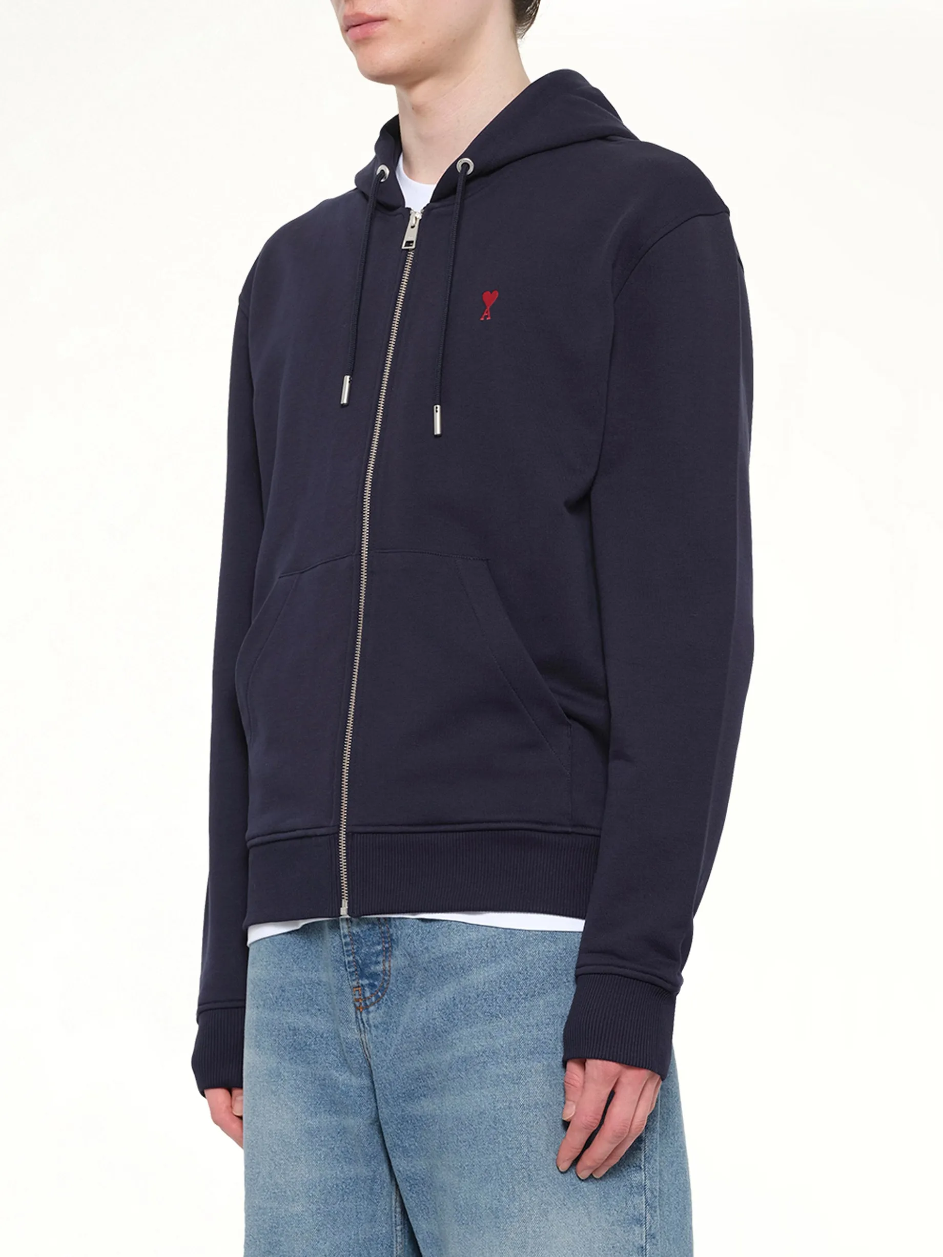 Red Ami De Coeur Zip Hoodie in Navy sold by MARAIS product image thumbnail 3