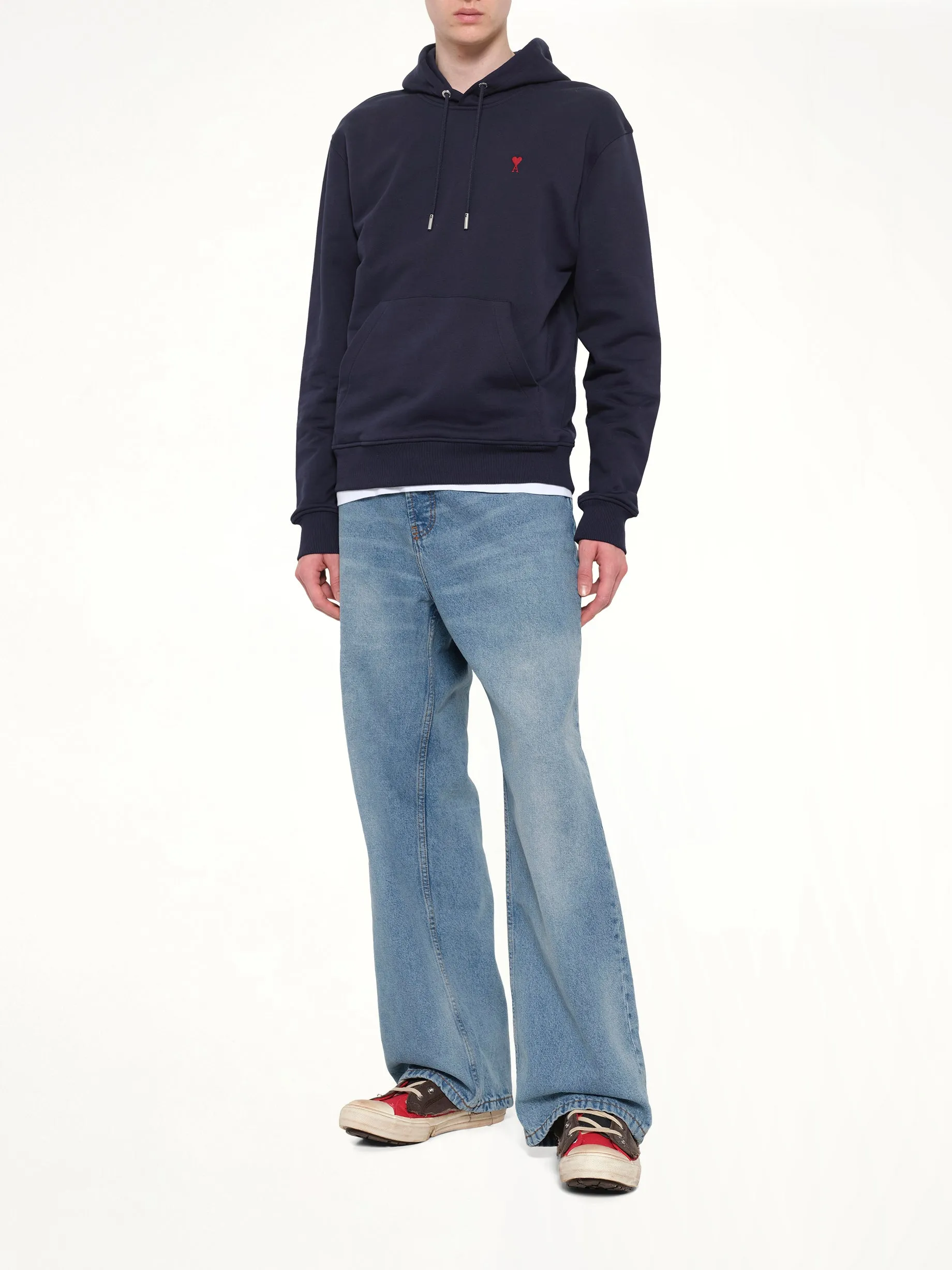 Red Ami De Coeur Hoodie in Navy sold by MARAIS product image thumbnail 4