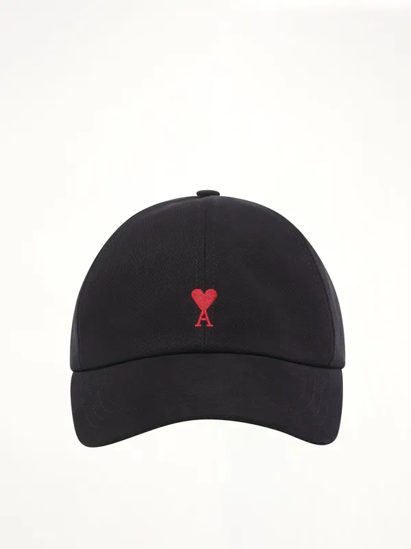 Red Ami De Coeur Embroidery Cap in Black sold by MARAIS
