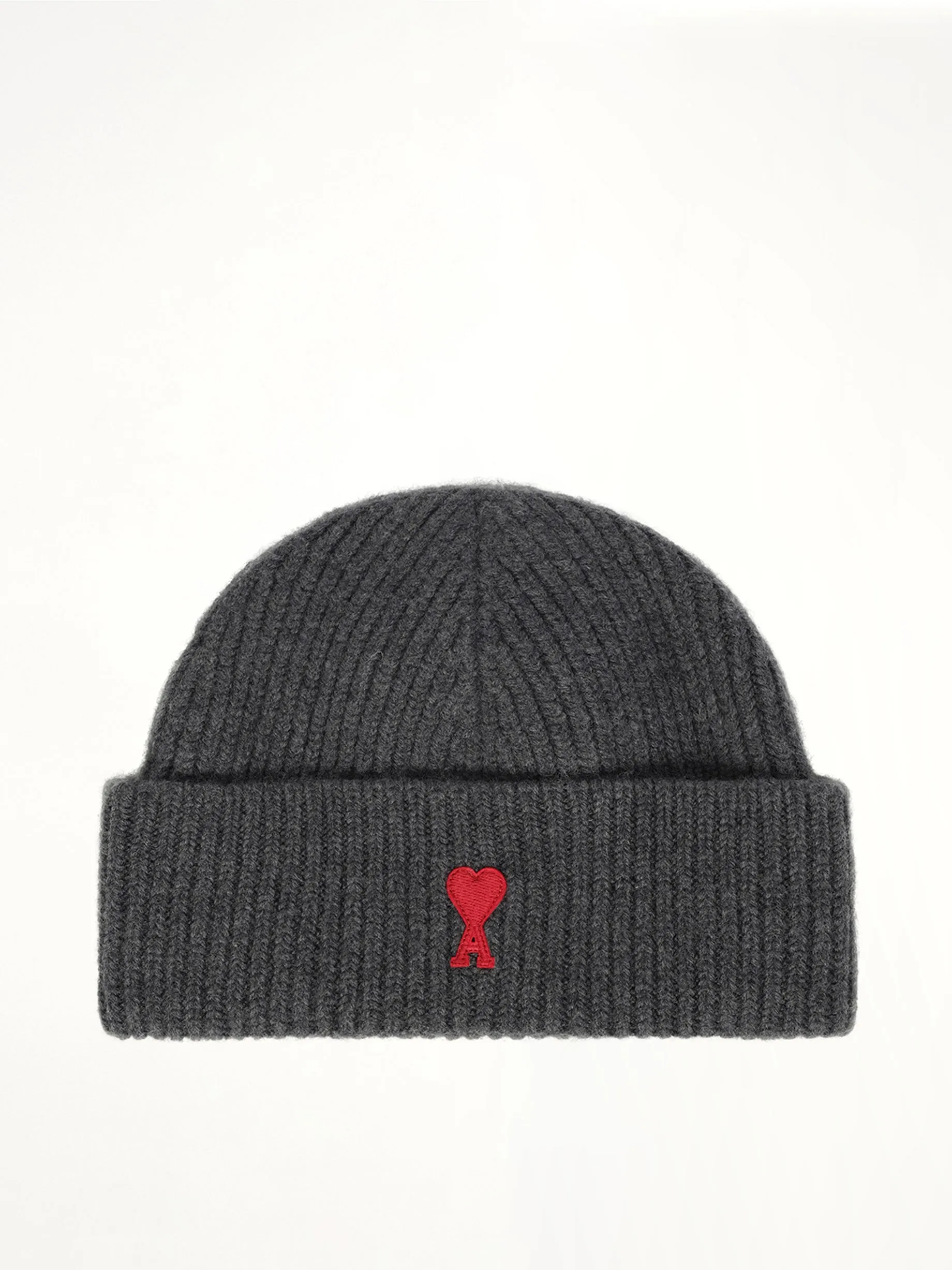 Beanie With Contrasted Ami De Coeur in Grey sold by MARAIS