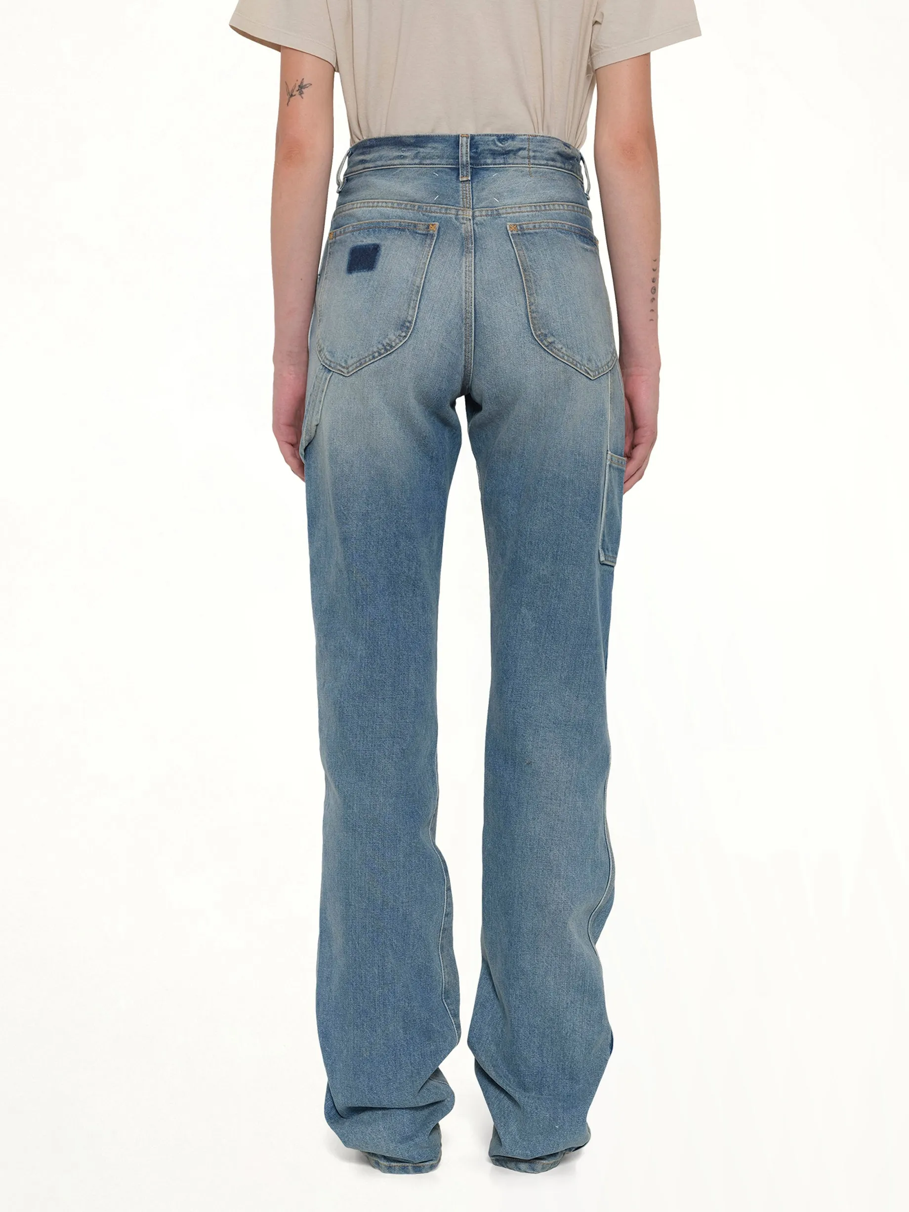 Straight 5 Pocket Jeans in Light Blue Indigo sold by MARAIS product image thumbnail 5