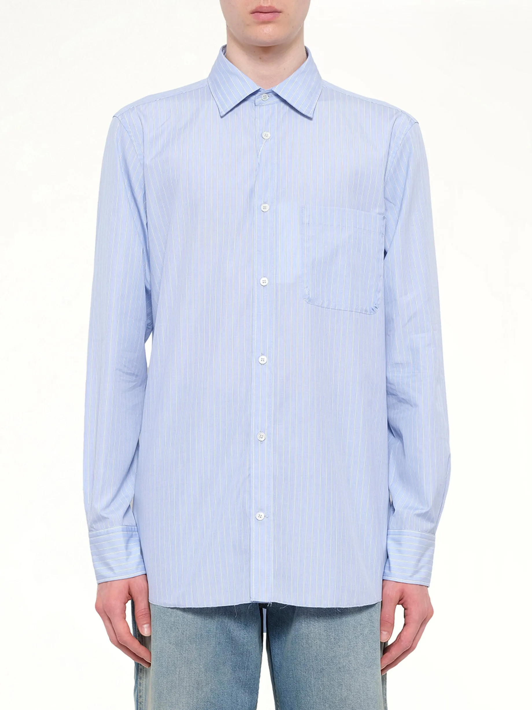 Stripe Long Sleeve Shirt in Blue sold by MARAIS