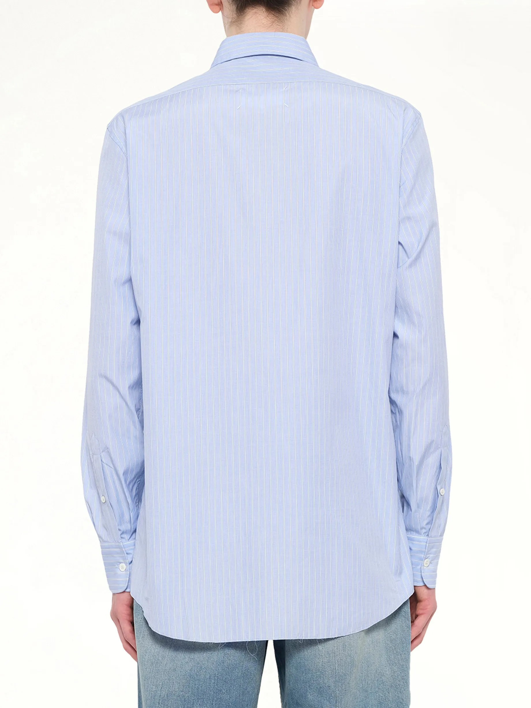 Stripe Long Sleeve Shirt in Blue sold by MARAIS product image thumbnail 5