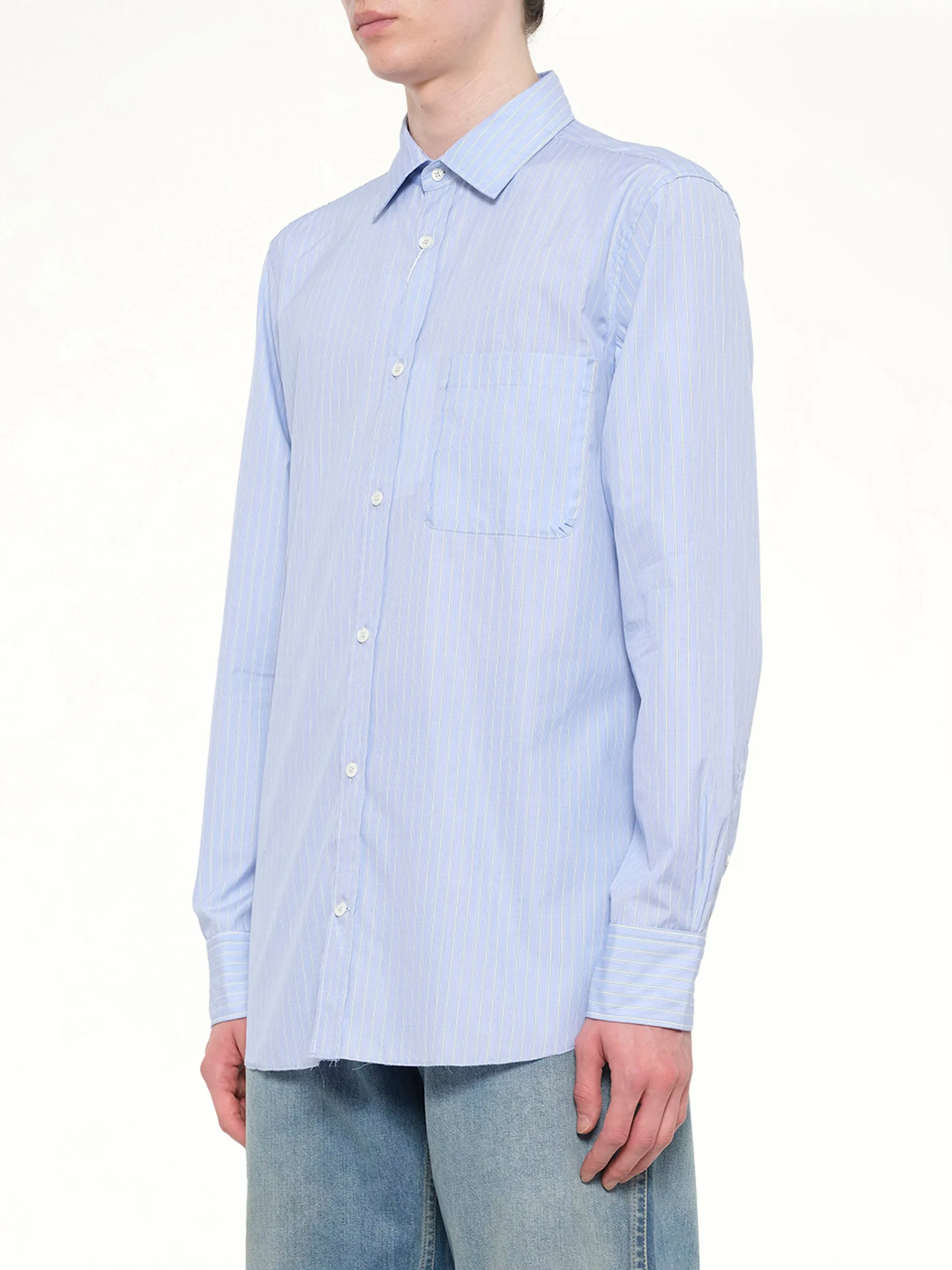 Stripe Long Sleeve Shirt in Blue sold by MARAIS product image thumbnail 3