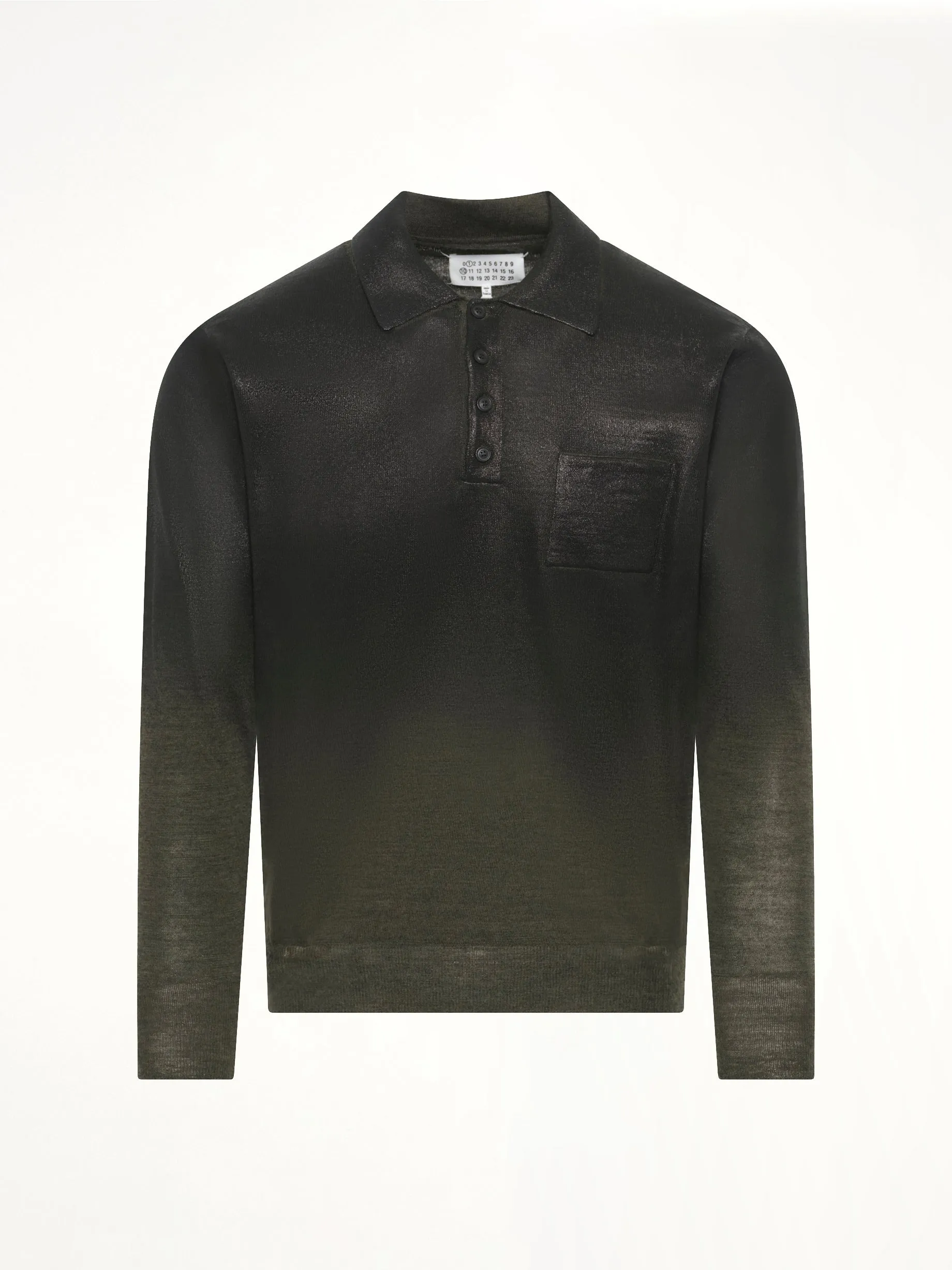 Coated Knit Polo in Green/Black sold by MARAIS product image thumbnail 2
