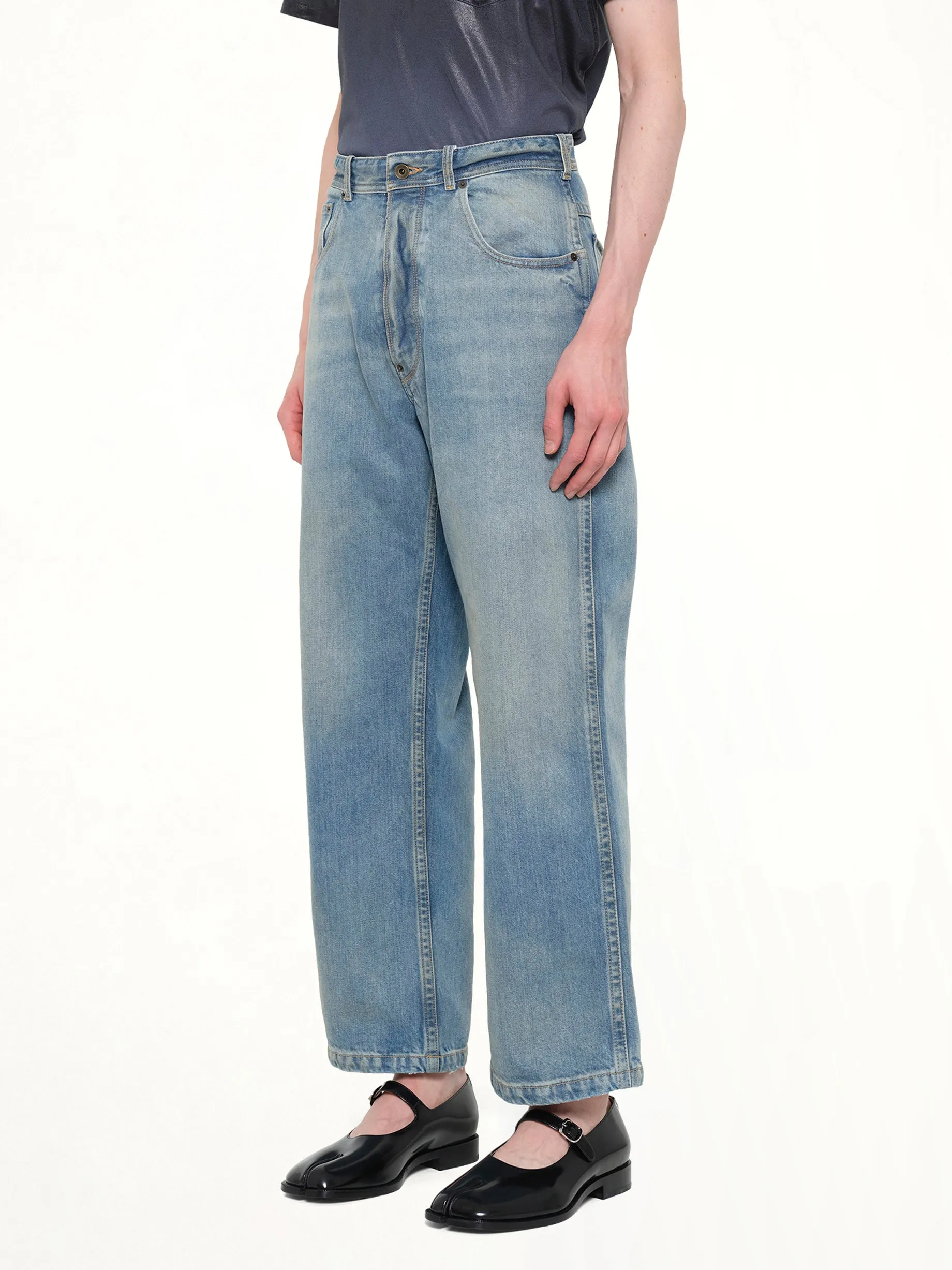 Cropped Denim Jeans in Washed Blue sold by MARAIS product image thumbnail 3