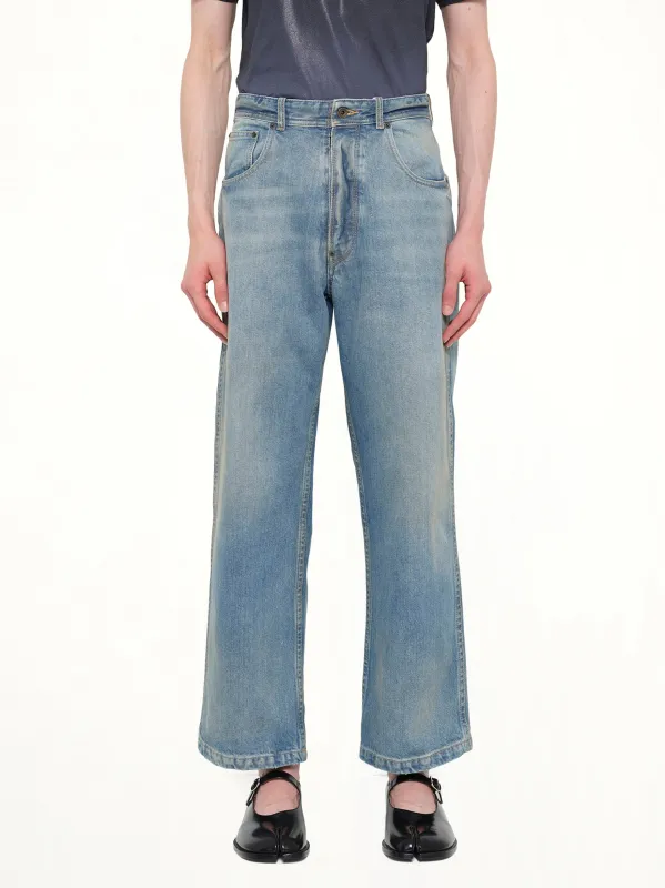 Cropped Denim Jeans in Washed Blue sold by MARAIS