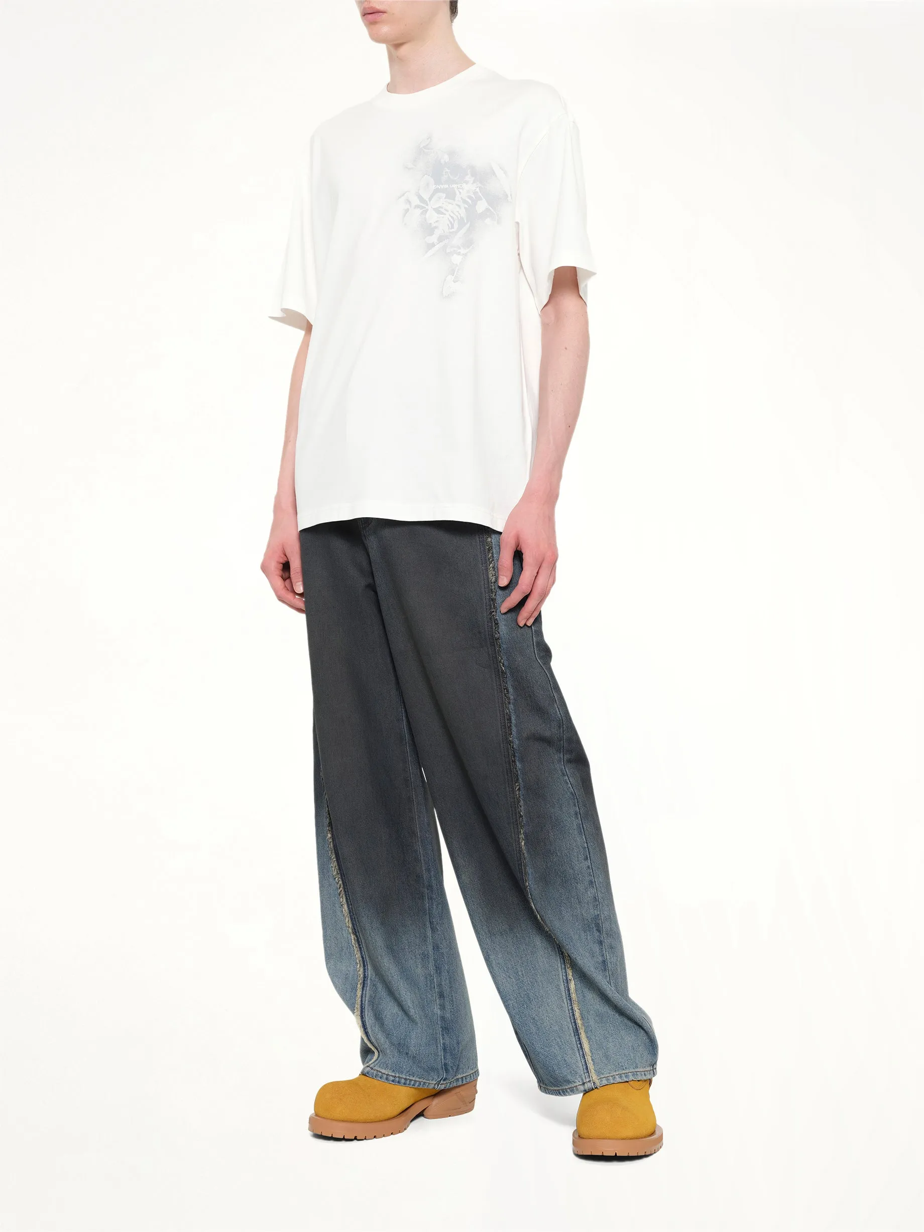 Spray Painted Plants Dye T-Shirt in White sold by MARAIS product image thumbnail 4
